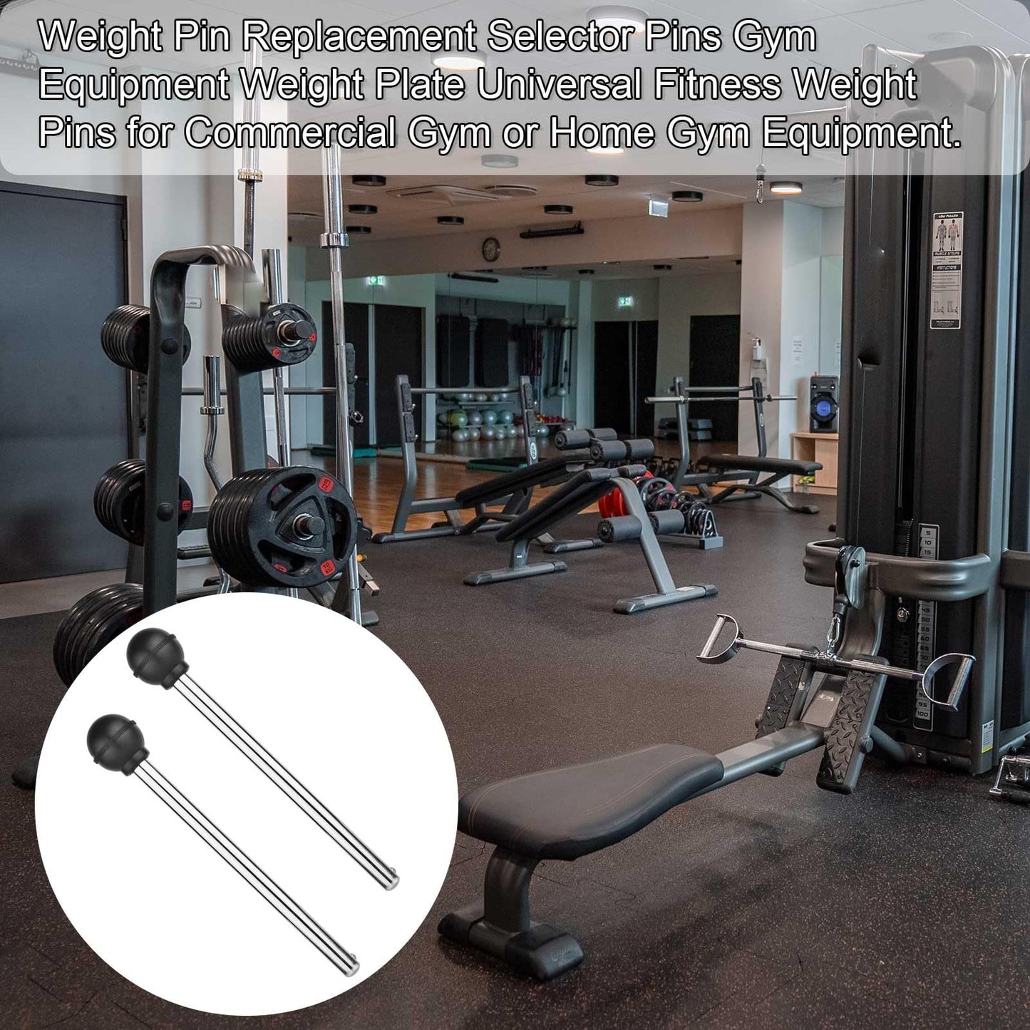 2pcs Weight Stack Pins, Round Lifting Cable Pin Tensile 3/8 Inch Locking Space, Plate Performance Selector Bench Pin, Universal Weight Pin for Home Gym Drop Set Exercise Machine Part Accessories