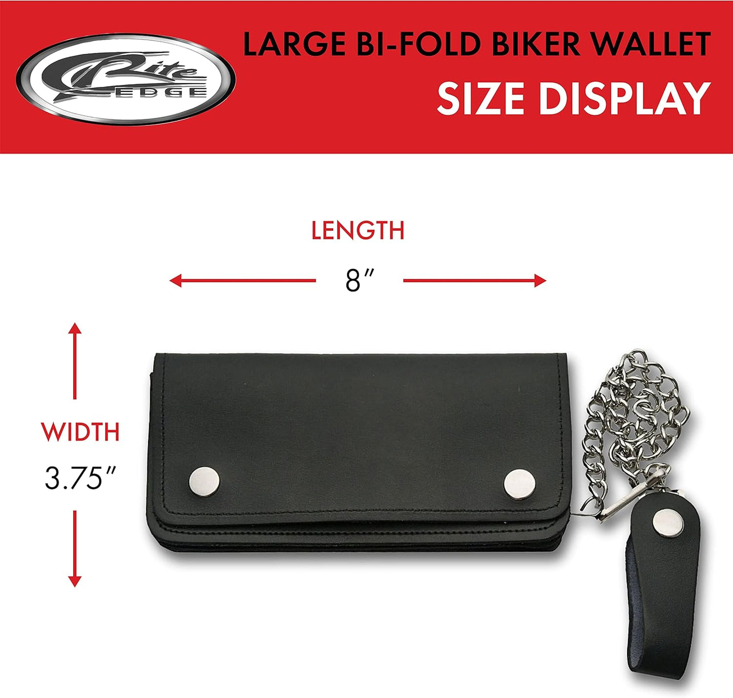 SZCO Supplies Large Bi-Fold Biker Wallet, 8x3.75-Inch , Black