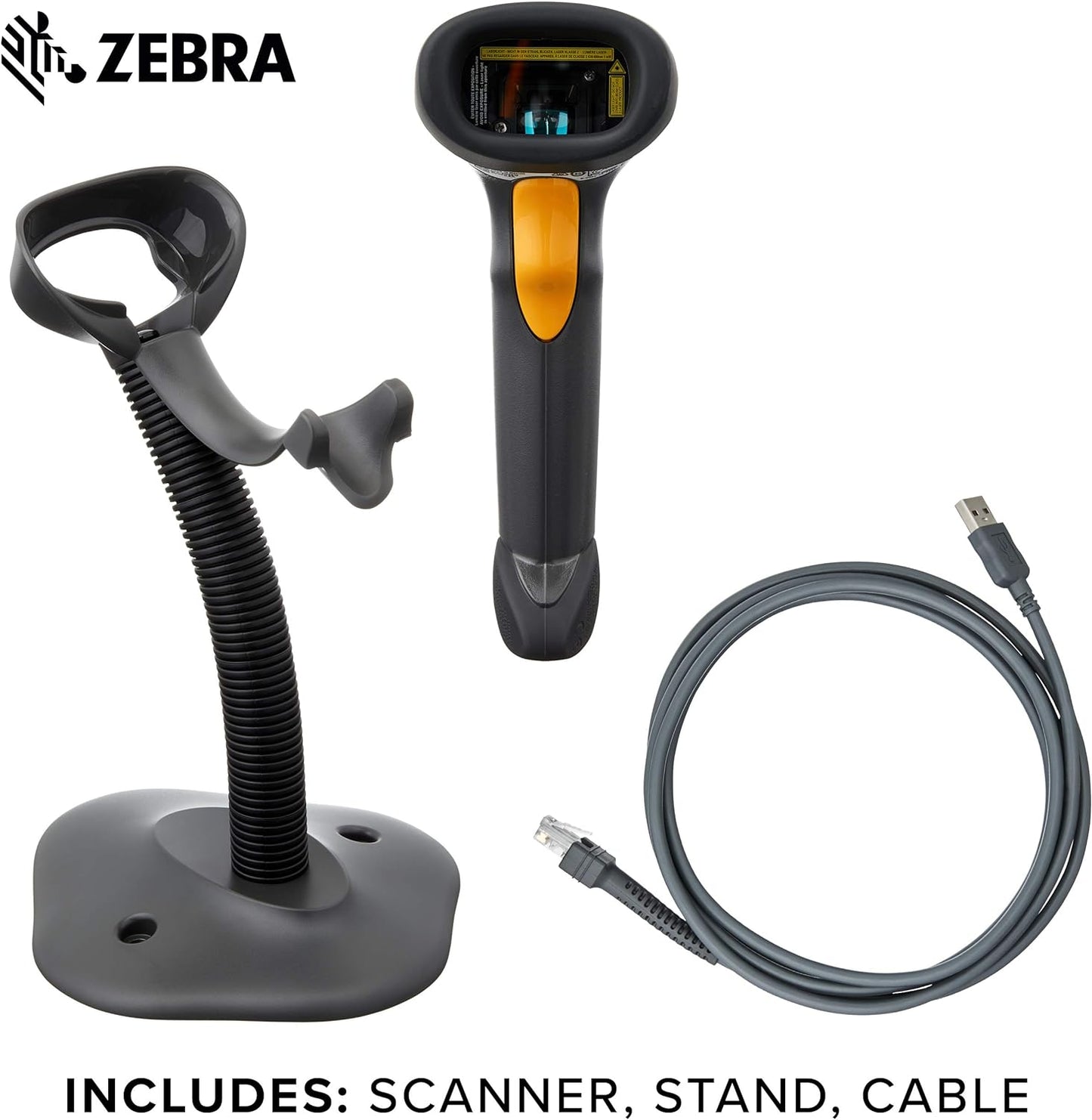 Symbol Zebra LS2208 Series Corded Handheld Standard Range Laser Scanner Kit with Gooseneck Stand and Cable Twilight Black LS2208-SR20007R-NA