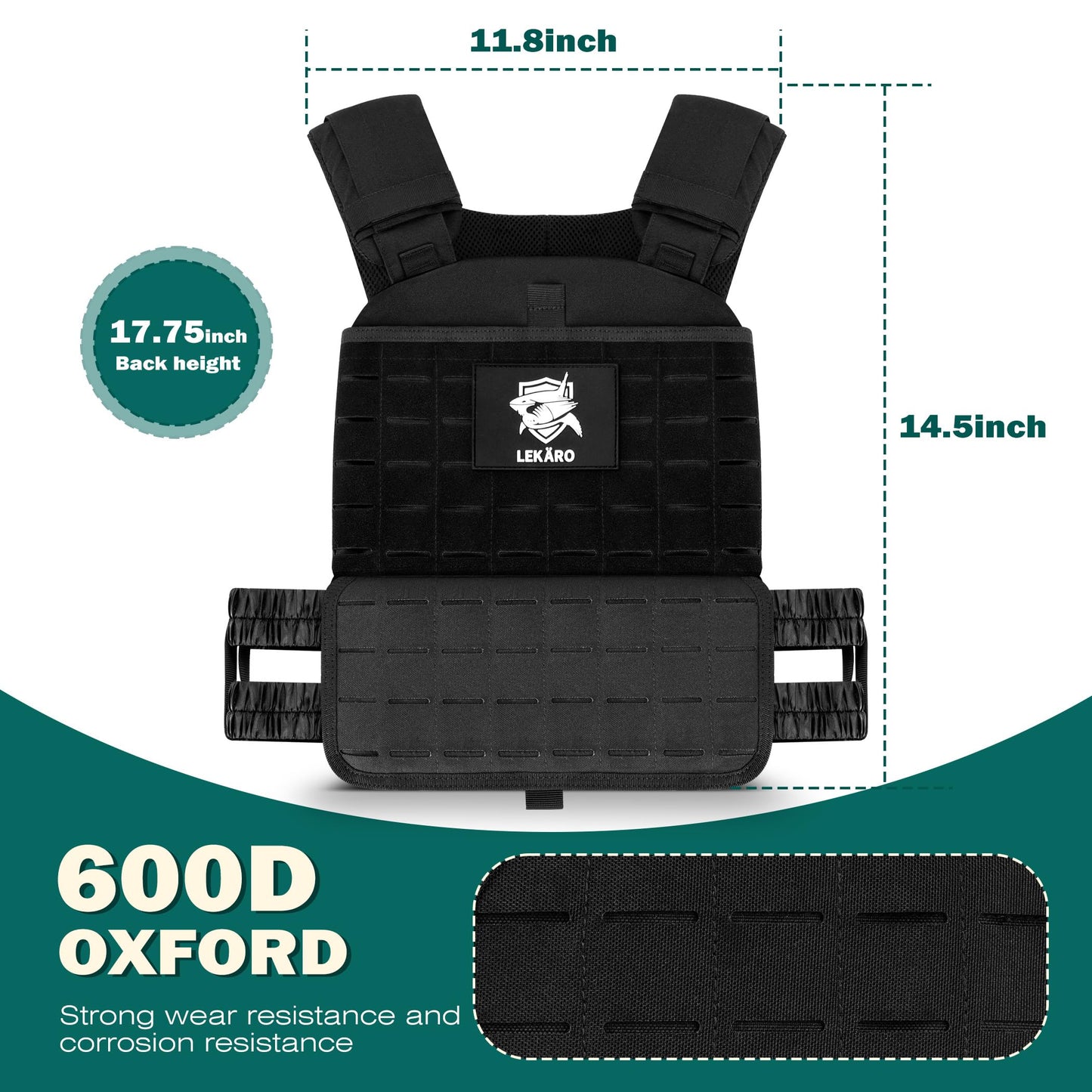 Adjustable Weighted Vest, Tactical Weight Vests for Men and Women, Body Weight Vest for Strength and Endurance Training, Fitness, Running, WODs (Black-1)