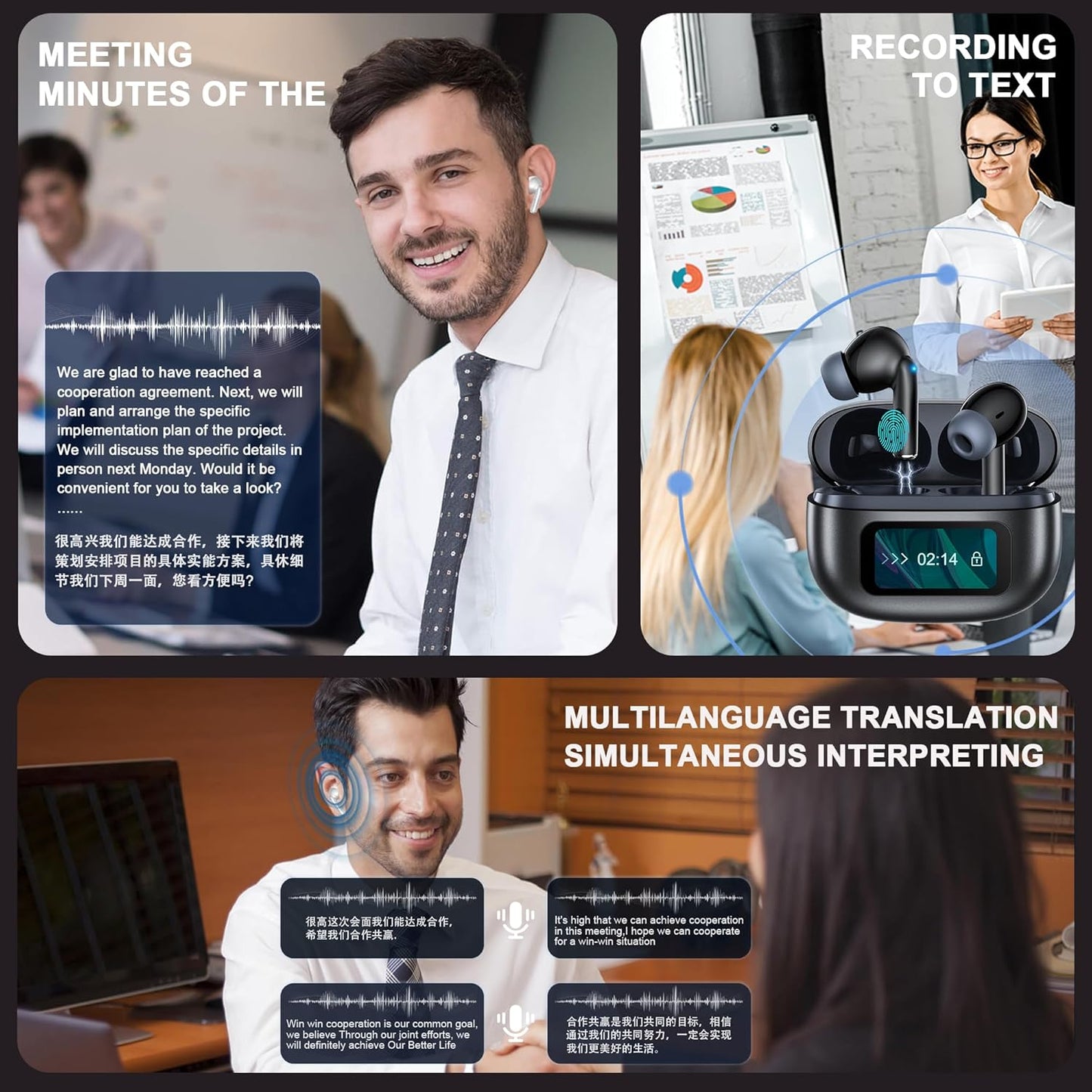 Ai Translation Earbuds Real Time, Translator Earbuds 144 Languages & Accents, 3-in-1 Translating Earbud Open Ear Clip-On Design, Audífonos Traductores for Travel Learning Business fit iOS & Android