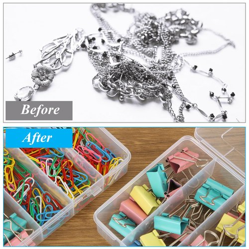 LDXDRU 10 Pack 6 Grids Tackle Box Organizer, Plastic Organizer Box, Clear Organizer Box with Dividers, Plastic Compartment Storage Box for Craft, Beads, Jewelry, Bait, Small Part
