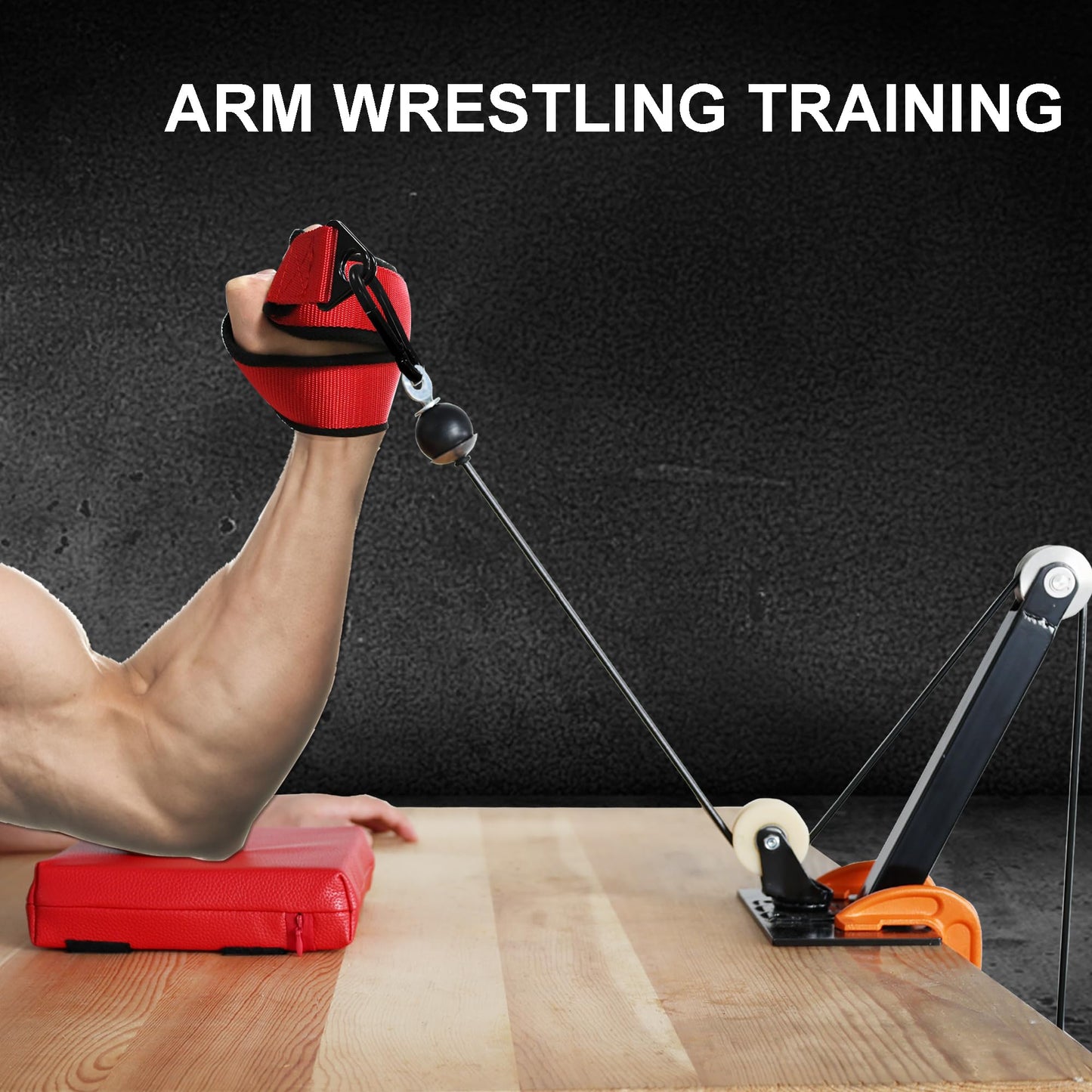Arm Wrestling Training Strap Belt Hand Grip Arm Finger Forearm Exerciser Strengthener for Cable Machine and Free Weight