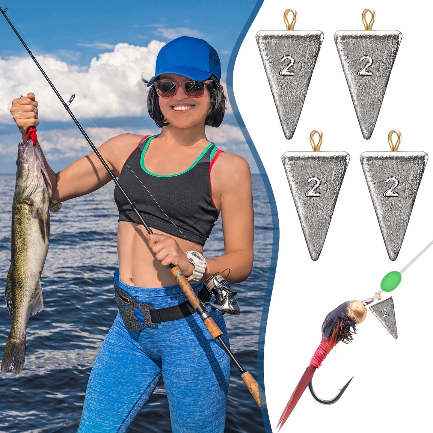 18 Pieces Pyramid Fishing Weights Sinkers Triangle Fishing Sinkers Rig Pyramid Sinkers for Ocean Saltwater Surf Bass Fishing Casting Gear Tackle (3)