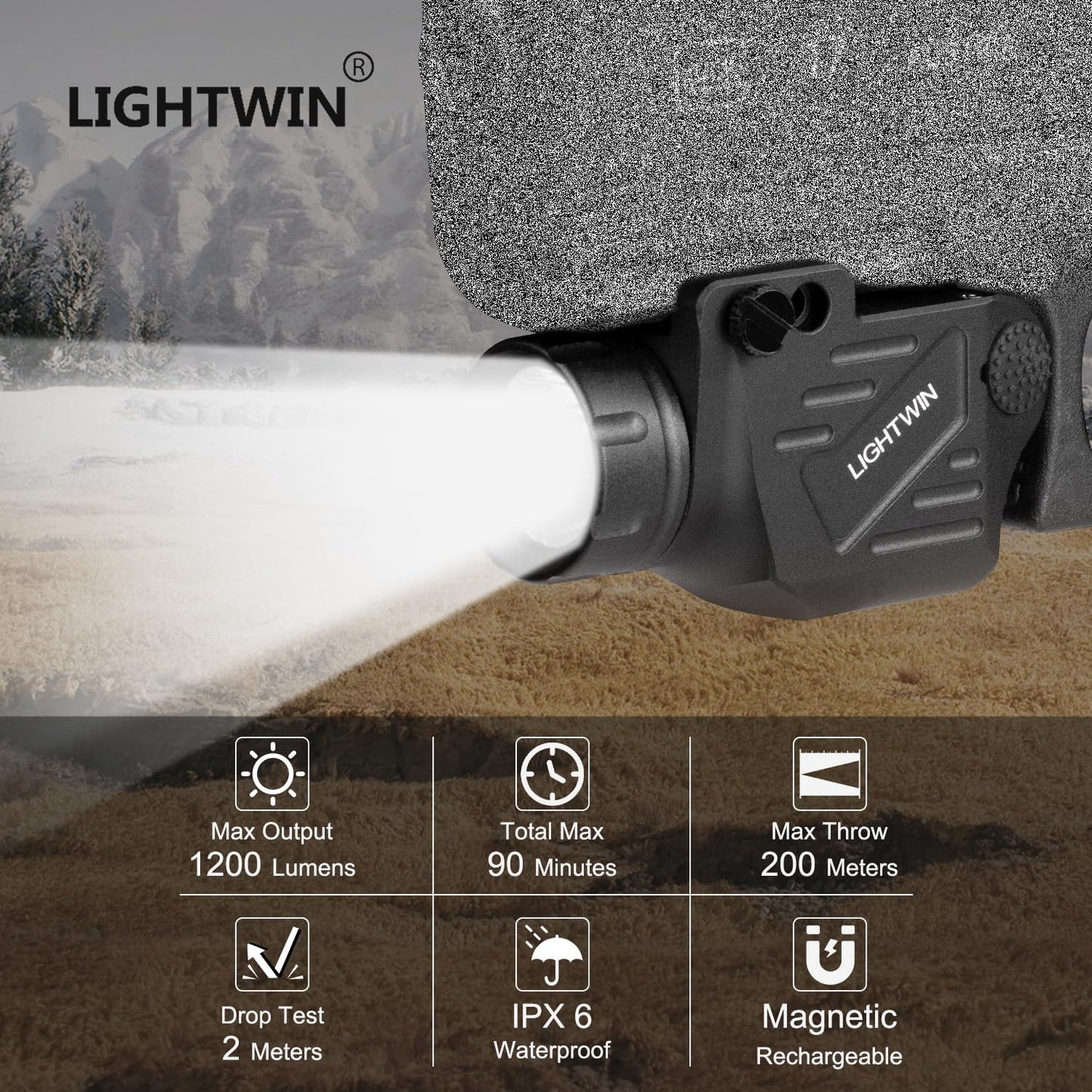 1200 Lumens Pistol Light Compact Weaponlight with Magnetic Charging Cable for Picatinny, Tactical Gun LED Flashlight with Strobe Function for Handgun Rifles, Glock