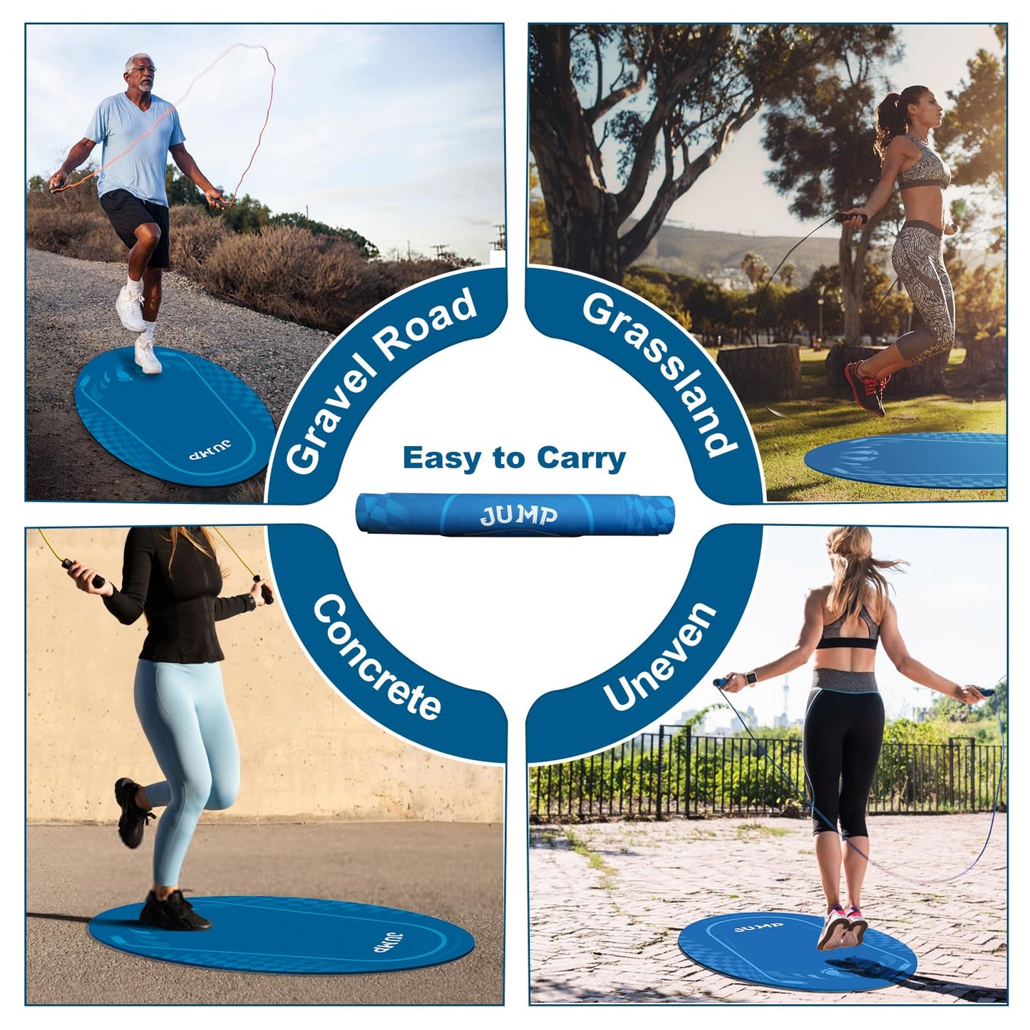 Jump Rope Mat Outdoor Indoor, Oval 52'' x 36'' Non-slip Fitness Exercise Mat, 5mm Shock Absorption Extra Thick Design, Suitable for Home Gym Floor, Concrete Jump Roping