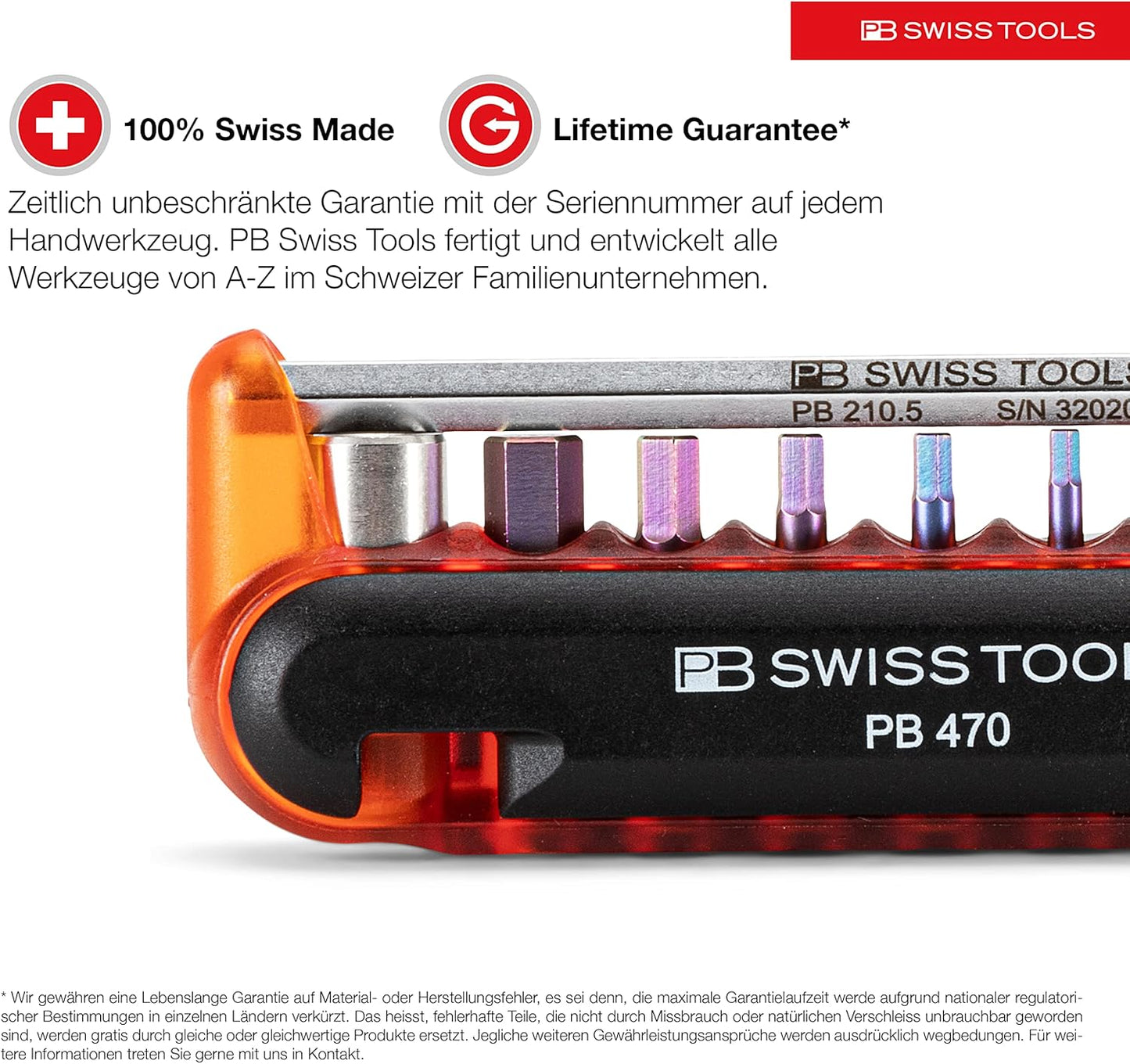 PB Swiss Tools Bike Multitool PB 470 | 100% Swiss Made | Pocket Tool with Bits, Allen Key, Steel Adapter, Tire Lever for Mountain and Road Bike, Bicycle, E-Bike (Green)