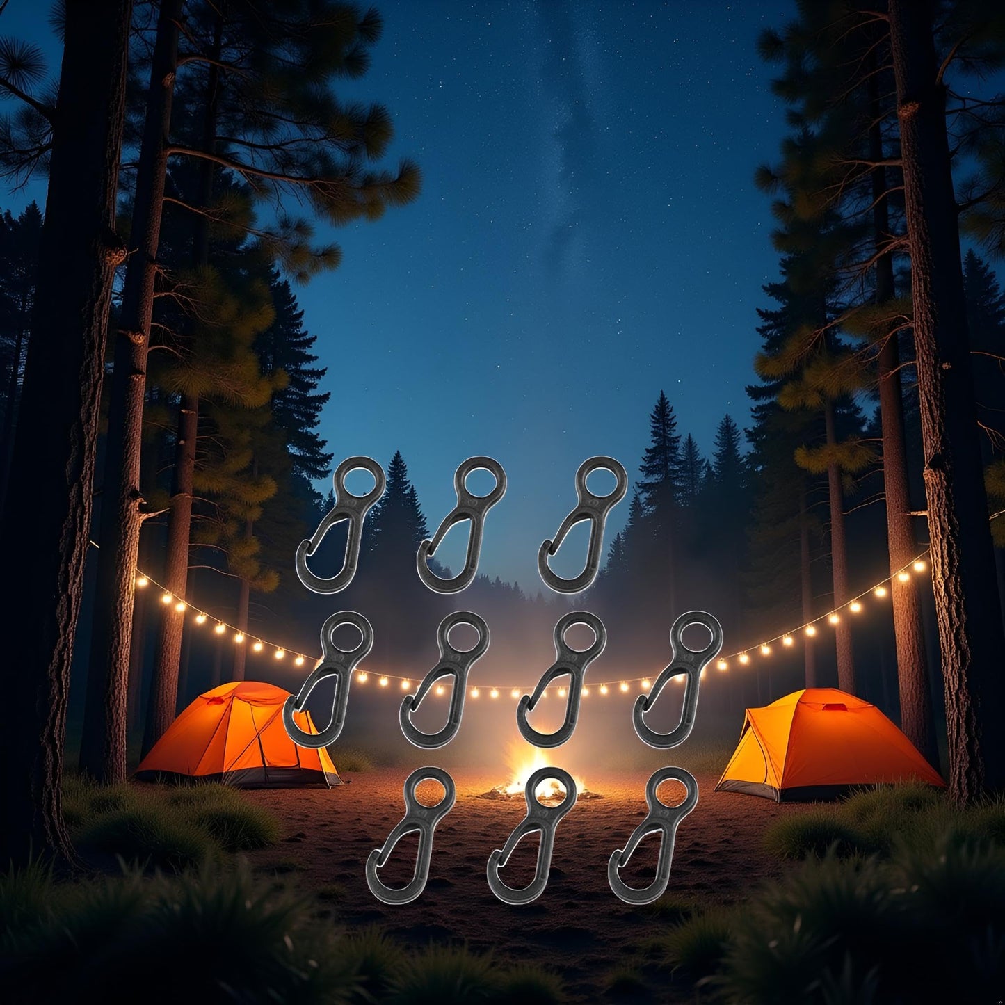10pcs/Set Black Clip Hooks Outdoor Camping Light Accessories Camping Fixed Canopy Tools Hiking Plastic Tent Hooks Tarp Black Plastic Snap Hooks Small Tent Hooks for Lights Hanging to Canopy Heavy