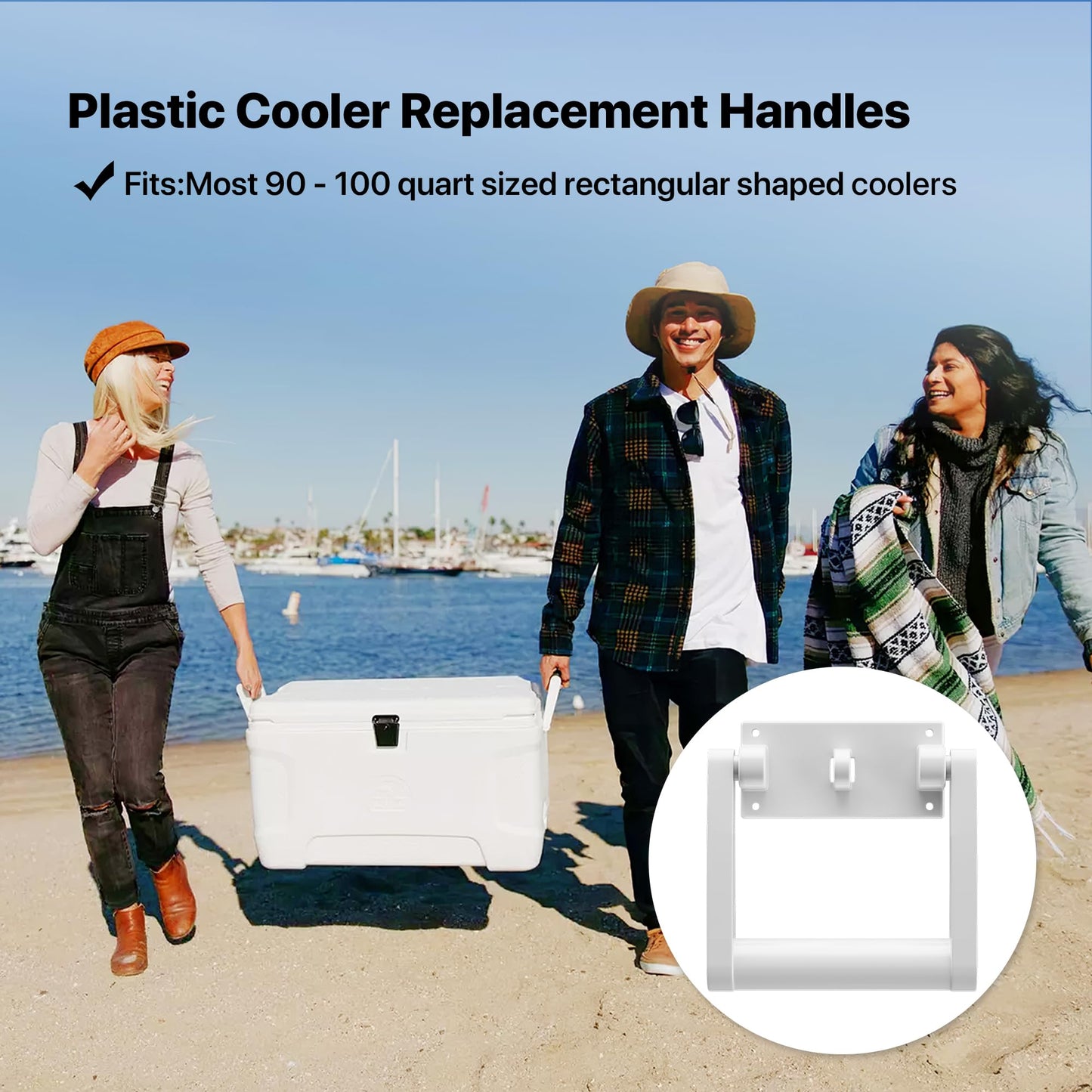 21025 Replacement Handles for Coolers,Compatible with 90-100 Qt Coolers,High Strength Plastic Handles & Screws Replacement Parts-2 Pack
