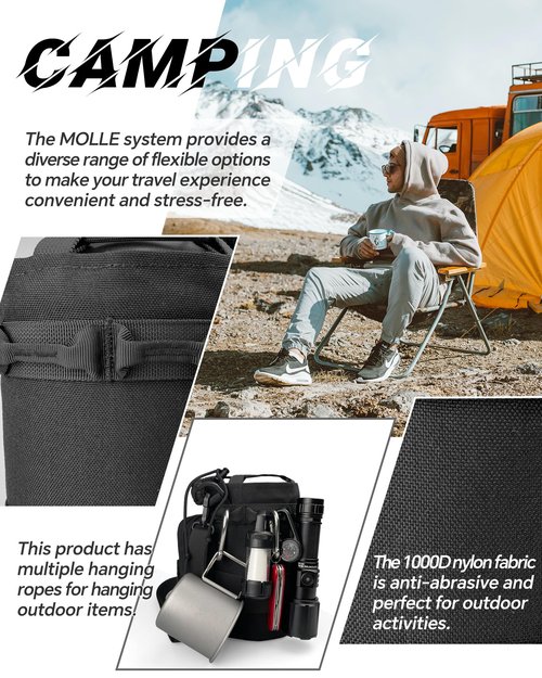DEFUNX 64 Oz Water Bottle Sleeve - Water Jug Holder with Strap Cross-Body Bottle Carrier with MOLLE System Tactical Military Style Bag All Black
