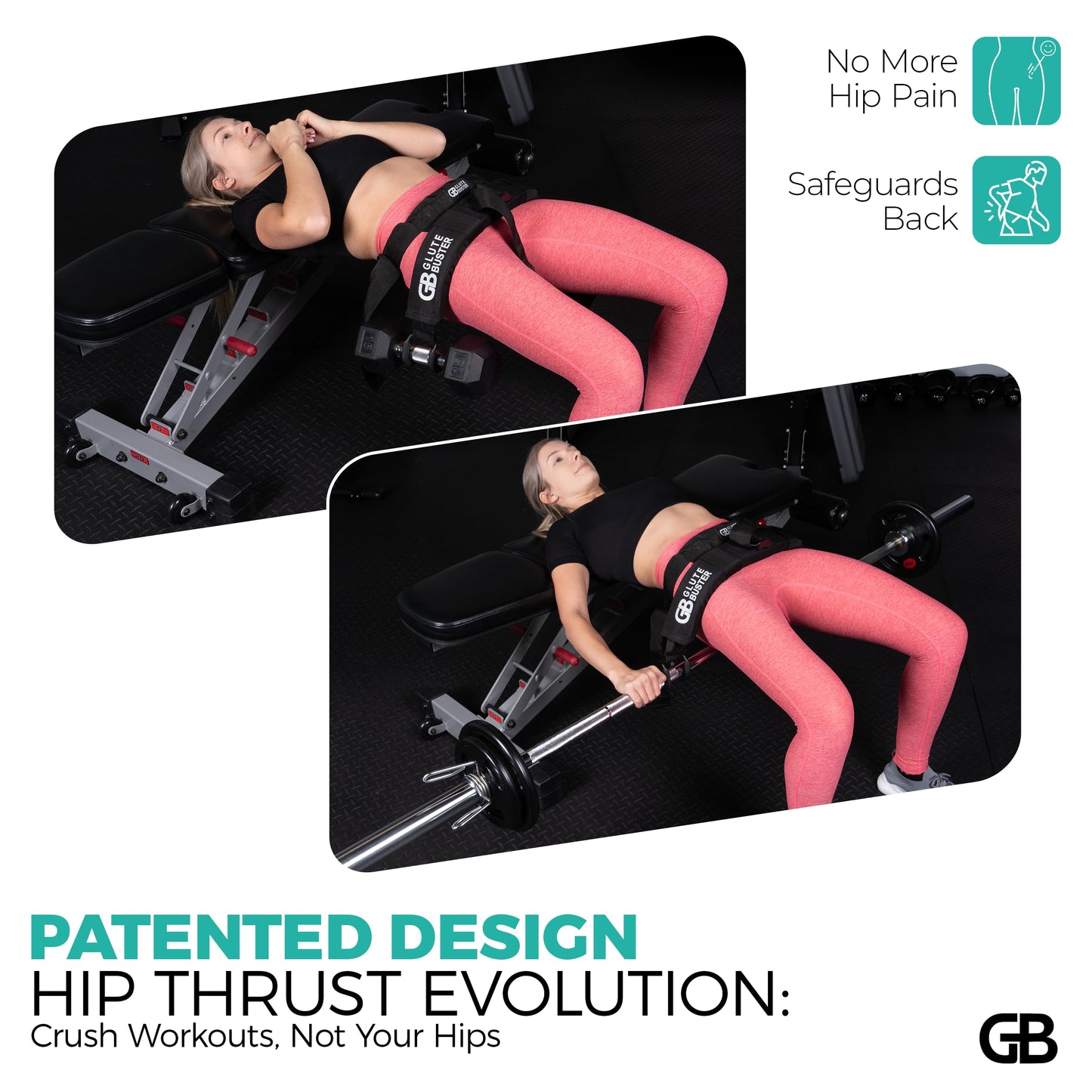 GluteBuster (Blue) Hip Thrust Belt | Booty Enhancer Hip Thrust Belt for Weights | Dumbbell Belt for Hip Thrust & Glute Workout Equipment | Hip Thrust Belt for Dumbbells Heavy | Butt Workout Equipment