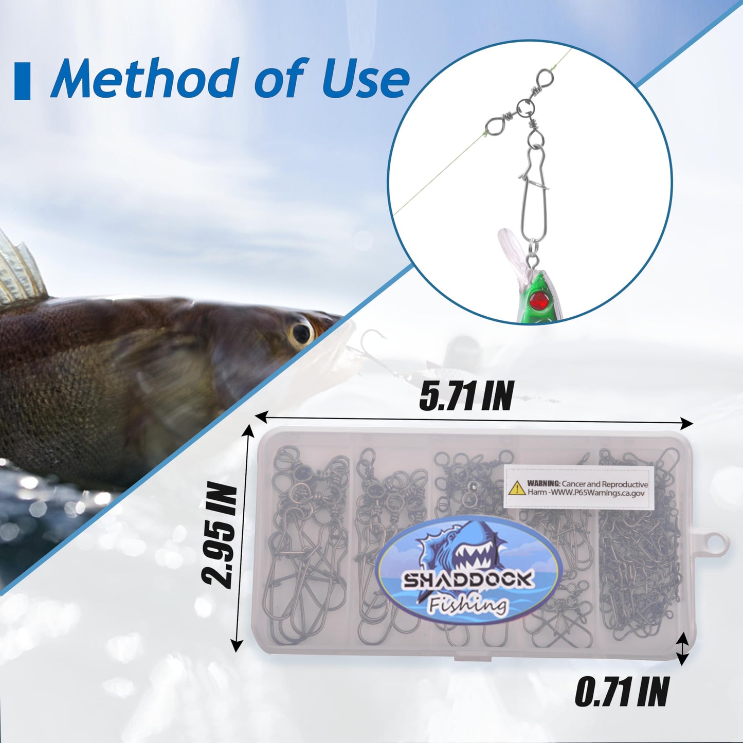 3 Way Snap Swivels 60PCS Fishing Swivel Tackles with Stainless Steel Duo Lock Snaps 26-83LB Round T Shape Fishing Lure Connectors for Saltwater Freshwater Catfish Rig Trolling Line