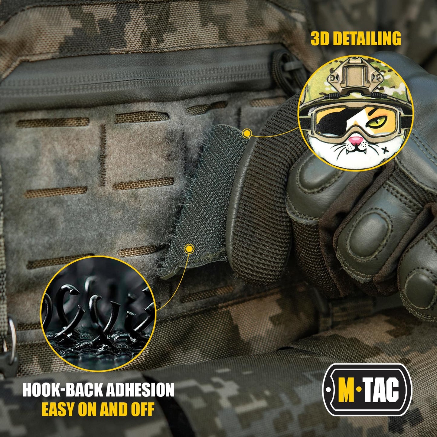 M-Tac Morale 3D PVC Patch MC - Funny Cat Badge for Tactical Military Army Gear with Hook Fastener (#12)