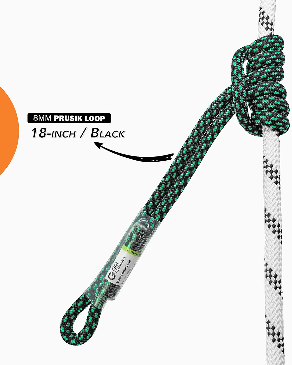 GM CLIMBING 8mm (5/16") Prusik Loop Pre-Sewn 18 inches / 24 inches