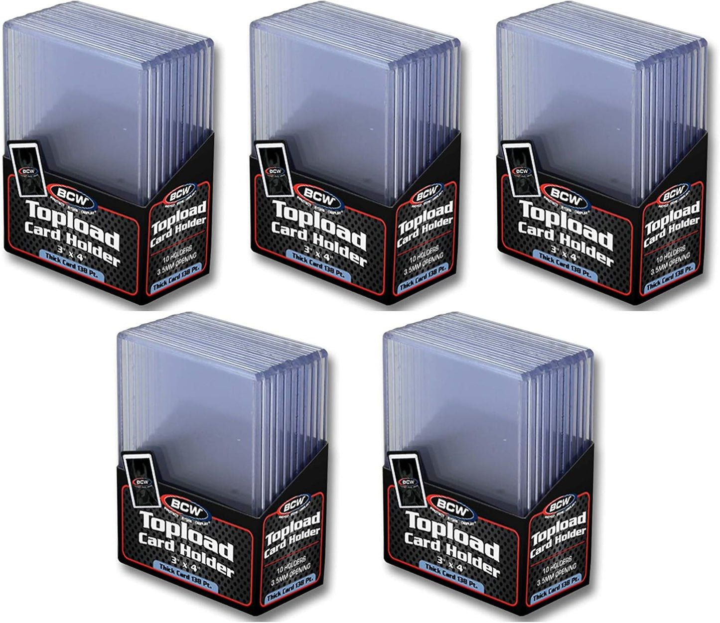 BCW 138 PT. Thick Card Topload Holder - Pack of 50 | Durable Rigid PVC Toploader | Toploaders for Memorabilia, Jersey, Patch, and Relic Cards | Ideal for Collectors and Hobbyists