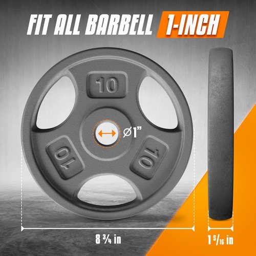 Yes4All 1 Inch Grip Cast Iron Weight Plates for Dumbbells – Standard Weight Plates- 10lb - 4pcs