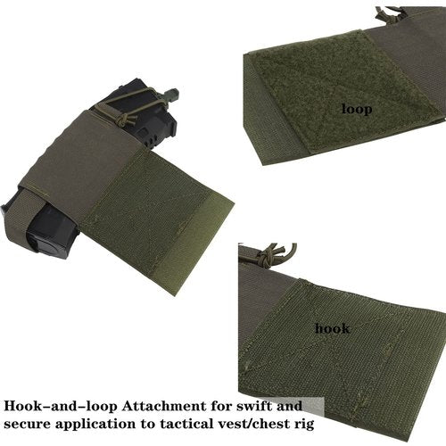 Hdlsina Tactical Vest Side Mag Holder Magazine Holster Interphone Pouch Tactical Vest Extension Bag with Hook and Loop Cummerbund Insert Panel Quick Attached and Fixed (Green)