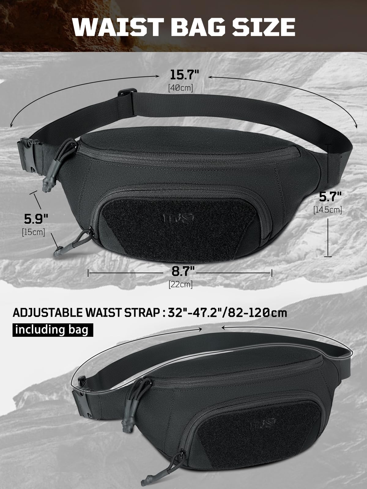 1TG Sling Bag for Men, Fanny Pack Waist Bag for Men Women Crossbody Bag Waist Pack Tactical Fanny Pack for Hiking Running Hunting Fitness Yoga Dog Walking Travel