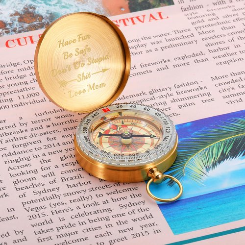 Off to College Gift for Boys Sons, Dont Do Stupid Shit Compass Gift for Men, Hiking Compass for Son, to My Son Gift from Mom Christmas Stocking Stuffers