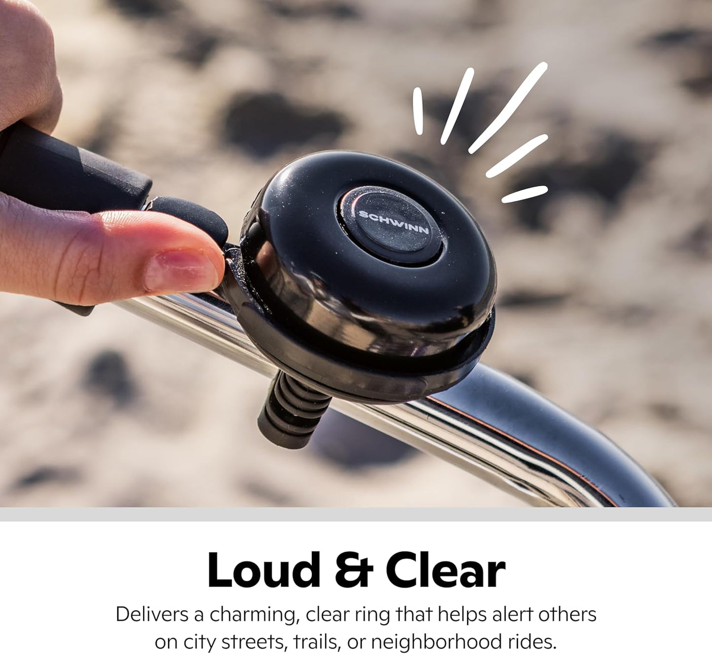 Schwinn Classic Black Bike Bell, Bicycle Accessories, Kids and Adult Bikes, Easy Installation, Loud Ringing Sound
