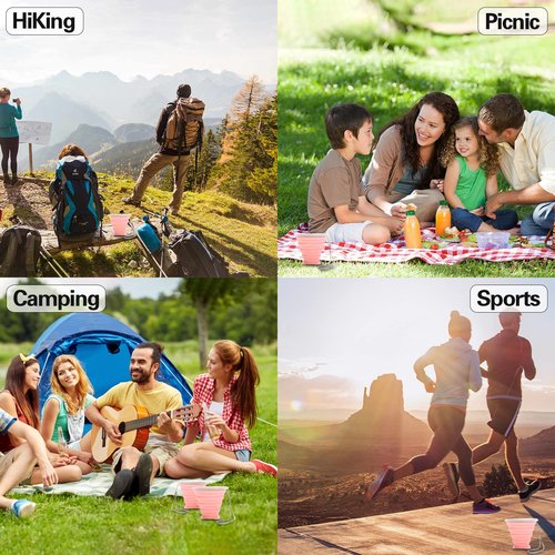 Collapsible Silicone Folding Cup - Lightweight Expandable Drinking Cup - Reusable Portable Mug For Travel, Camping, Hiking, Survival, Picnic, Beach, Holiday, Outdoor Sports