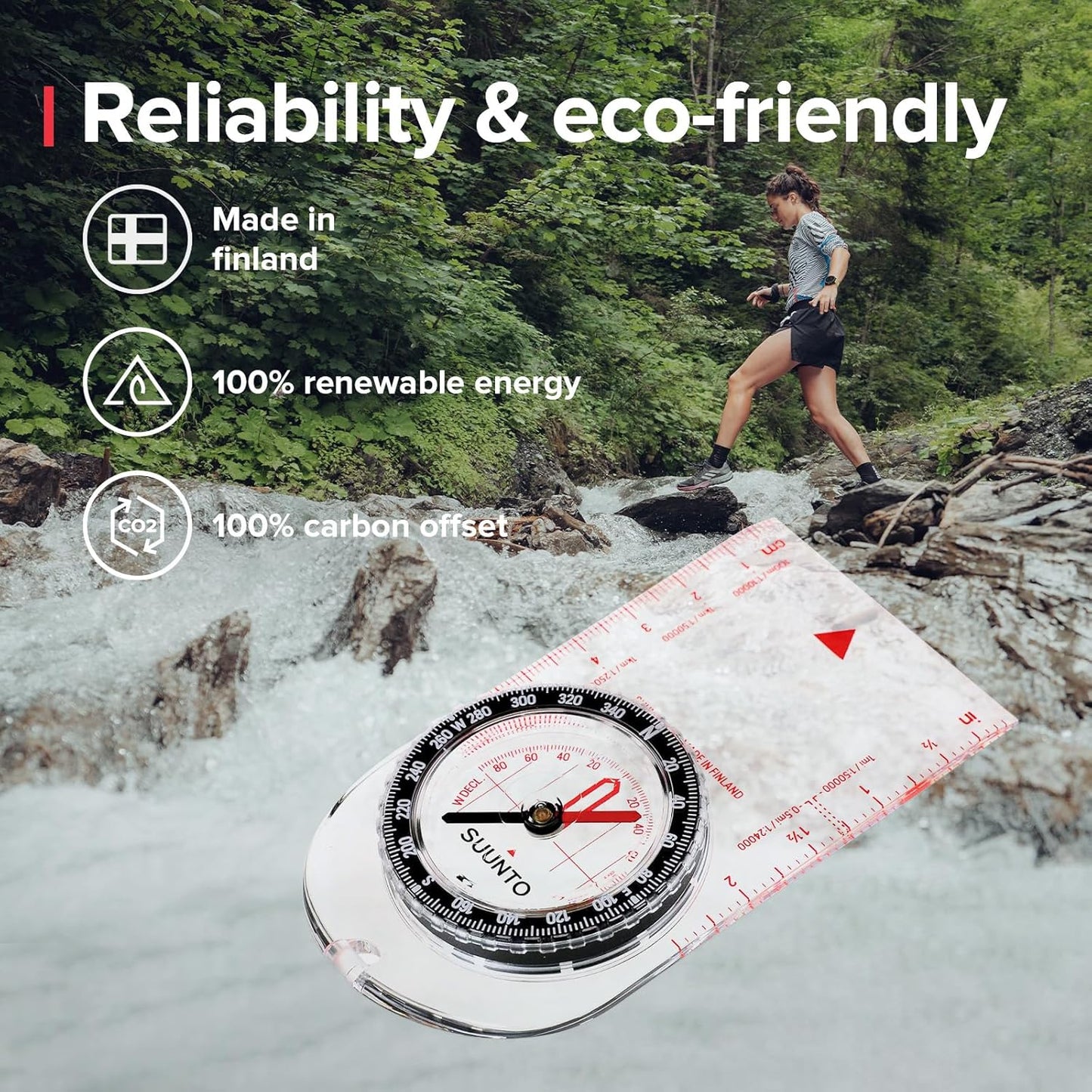 SUUNTO A-30 Compass: Compact, hiking compass with luminous markings in low light
