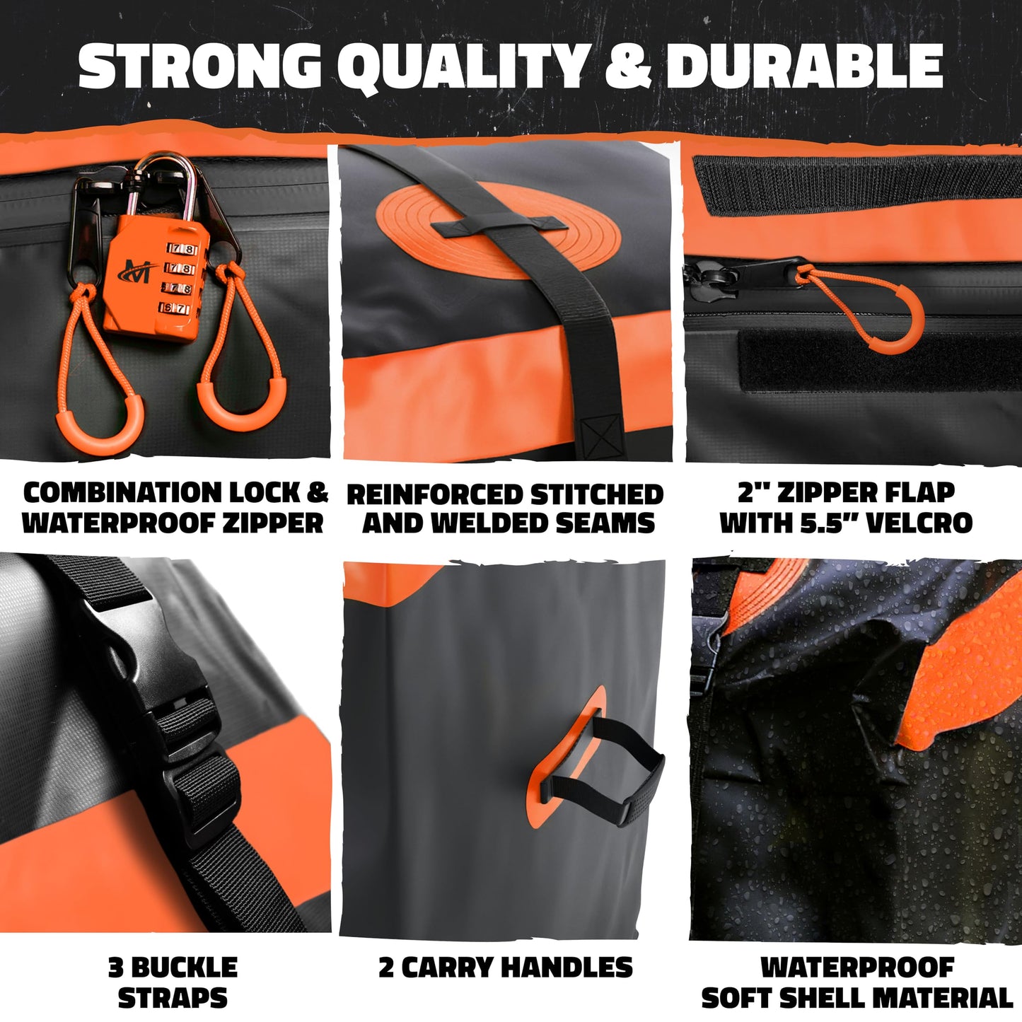 Mockins 16 Cu.Ft. Trailer Hitch Cargo Carrier Bag | 58"x20"x24" All-Weather Waterproof Cargo Bag for Hitch Carrier | Abrasion-Resistant Vinyl Truck Bed Storage Set w/Straps, Combo Lock, & Carry Case