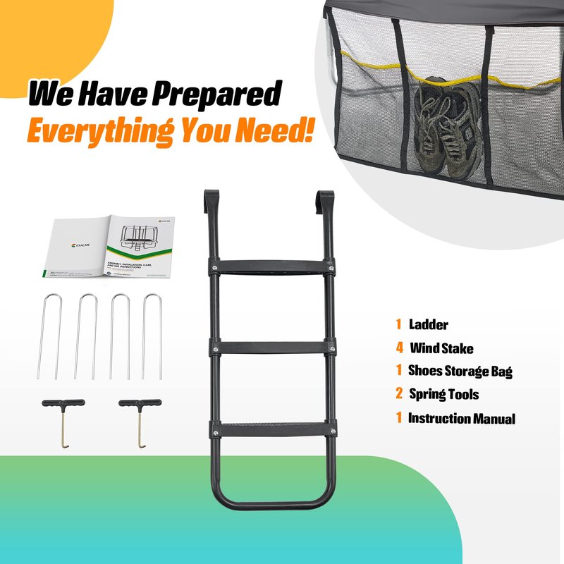 Exacme 7X10 8X12 9X14 Foot Rectangle Trampoline for Kids, Double Enclosure Openings, Small Outdoor Rectangular Trampoline with Enclosure Net, 4 Wind Stakes, Storage Bag, (Gary, 7×10 Feet)