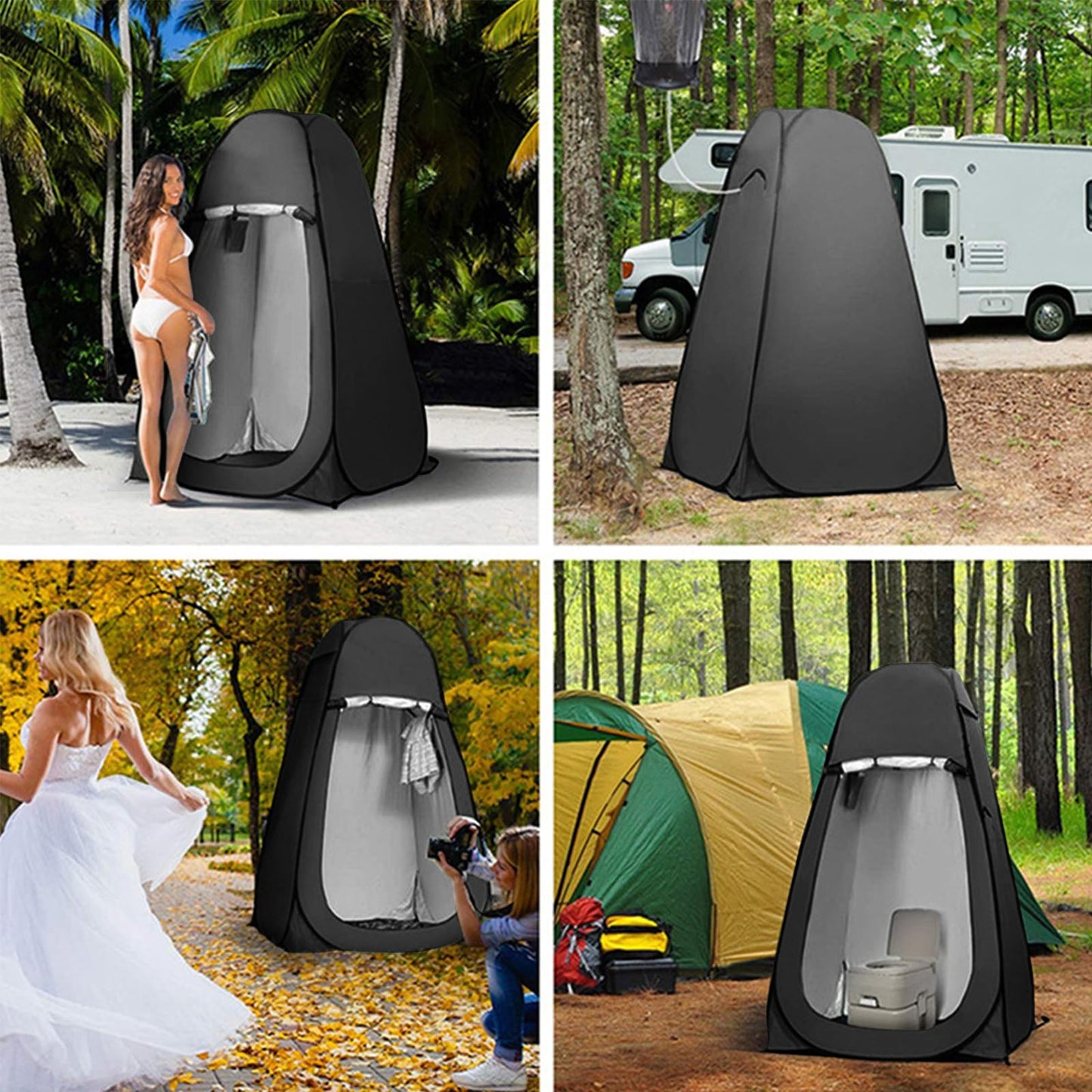 Petgin Pop Up Tent Upgrade Privacy Shower Tent Portable Outdoor Sun Shelter for Toilet Camping Biking Beach-Black