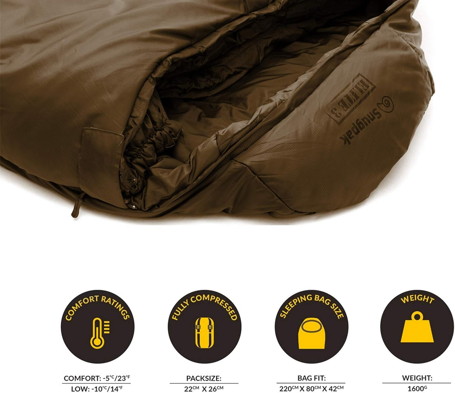Snugpak Softie Elite 3 Sleeping Bag, 23 Degree, Expanda Panel System for Extra Space