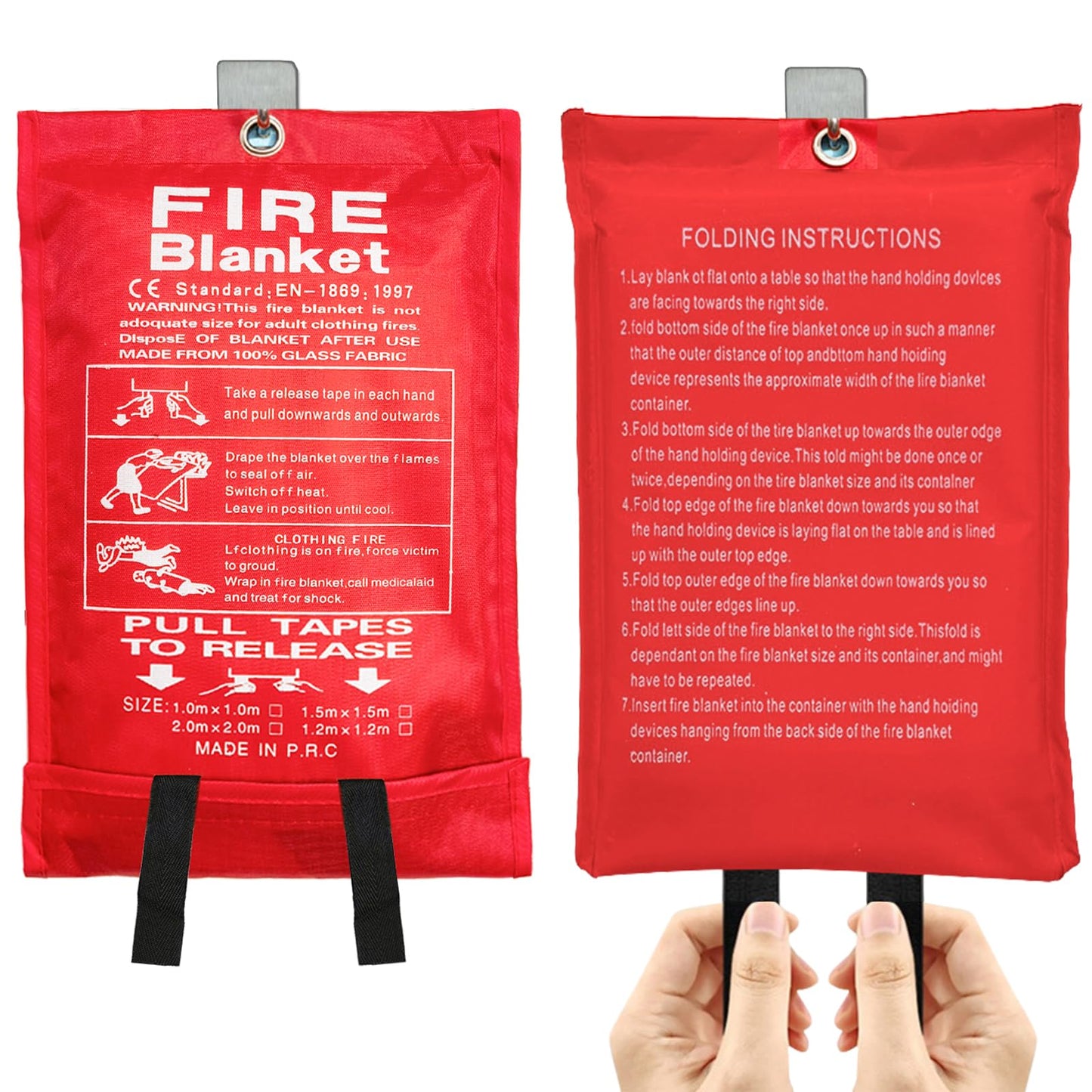 JSE Emergency Fire Blanket for Home, 2 Pack Kitchen Fire Blankets 40″ X 40″, House Flame Retardant Blankets Upgraded Thickened