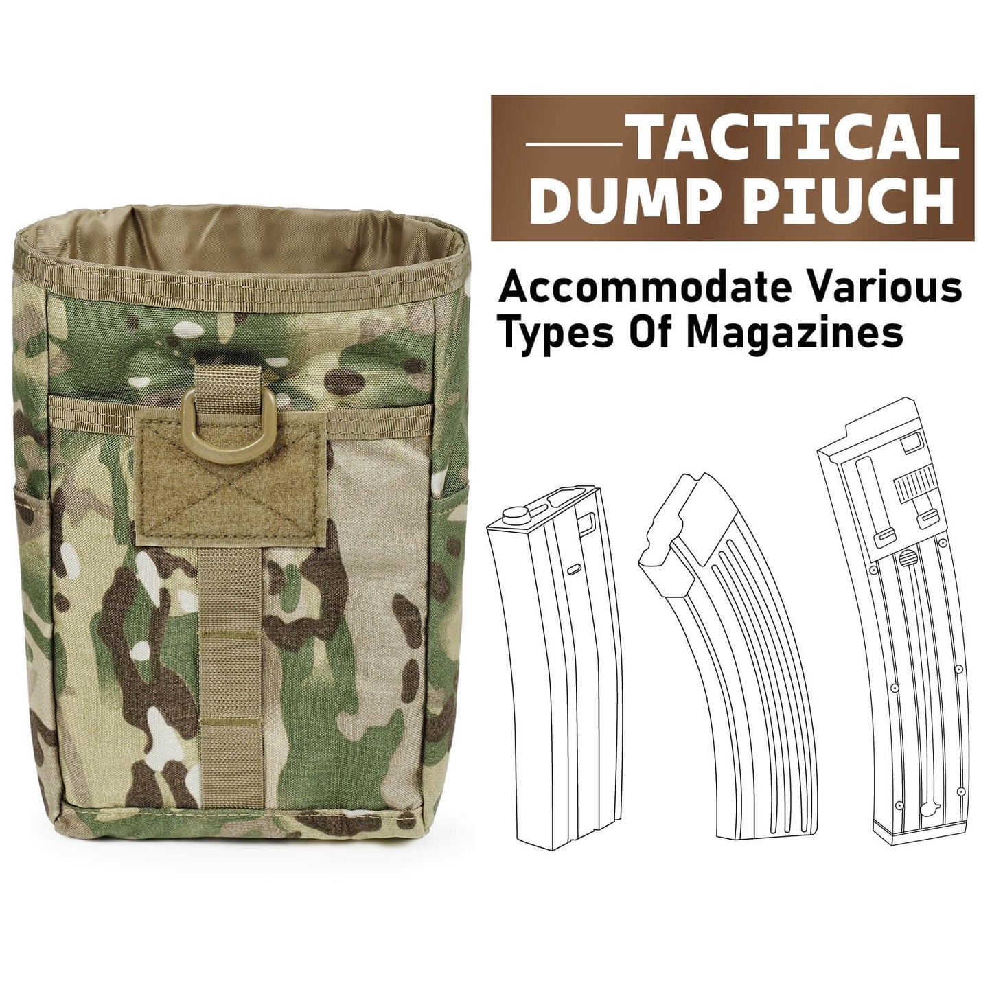 Dump Pouch-Tactical molle Pouches, Drawstring Magazine Utility Pouch Folding Dump Pouch Waist Bag. (MC)