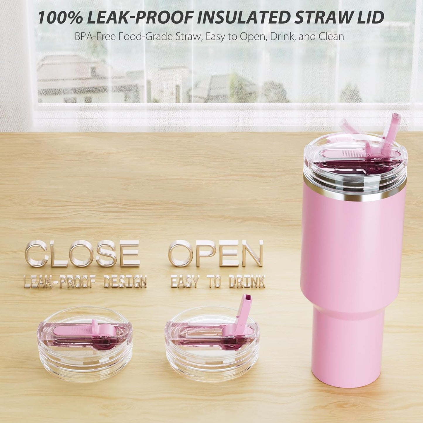 Stanley 40 Oz Quencher H2.0 | 2-Pack Leakproof Replacement Lid – Black