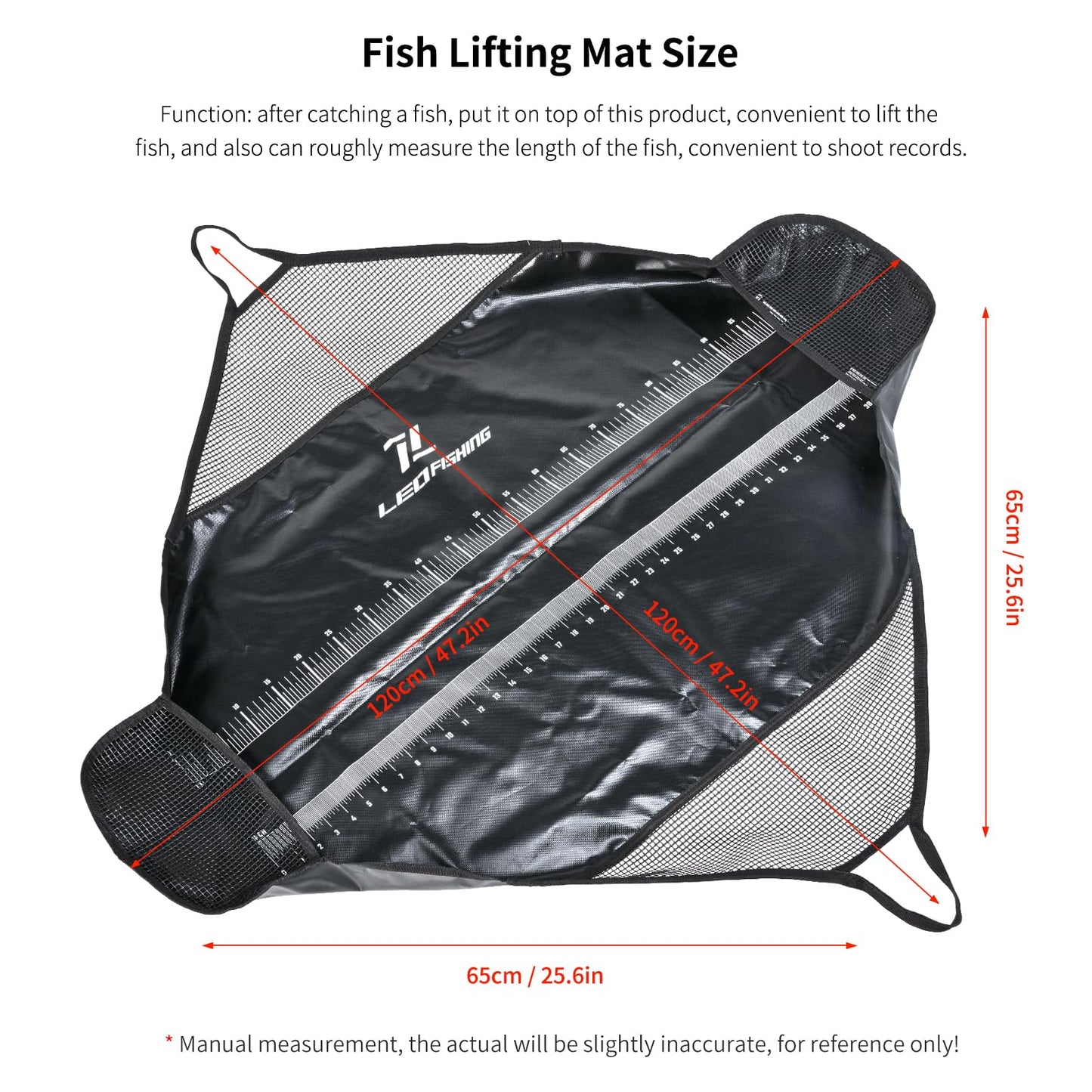 LEOFISHING Tournament Weigh-in Fish Bag - Folding Sling With Strong Nylon Handles and Ruler - Heavy Duty Bass Transport Bag