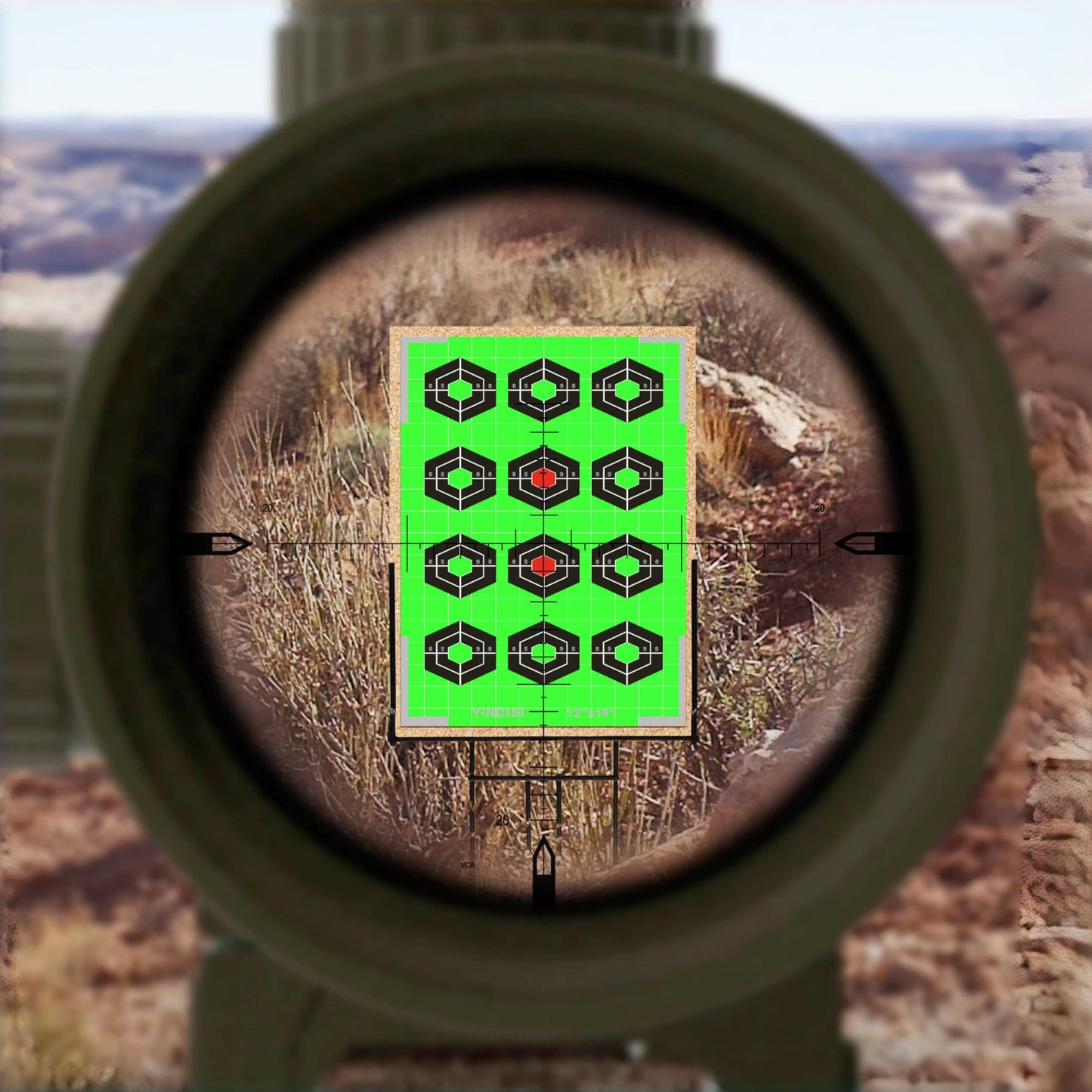 12x18 inch Fluorescent Green Diamond Grid Targets with White Grid Lines,High Contrast, NonReflective Surface, Includes Carrying Bag, 25 Sheets,Ideal for Handguns, Rifles, Airguns, BB Guns
