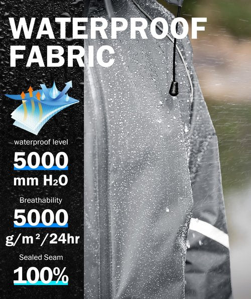 SWISSWELL Rain Suits for Men Waterproof 2 Pieces Lightweight Reflective Rain Gear Jacket Pants for Golf Fishing Hiking Grey Meduim