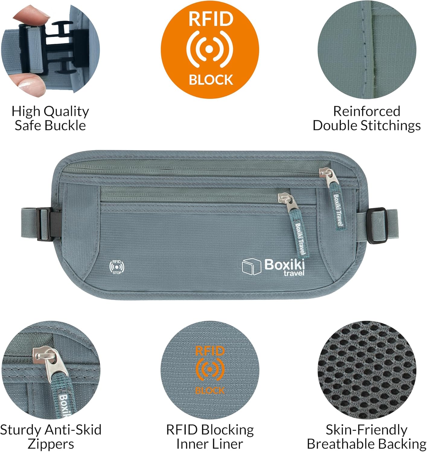Money Belt for Travel with RFID Blocking Technology - Hidden Travel Money Pouch for Cash, Credit Cards, Passport, and Travel Valuables - Secure Water Resistant Money Belt for Men and Women (Brown)