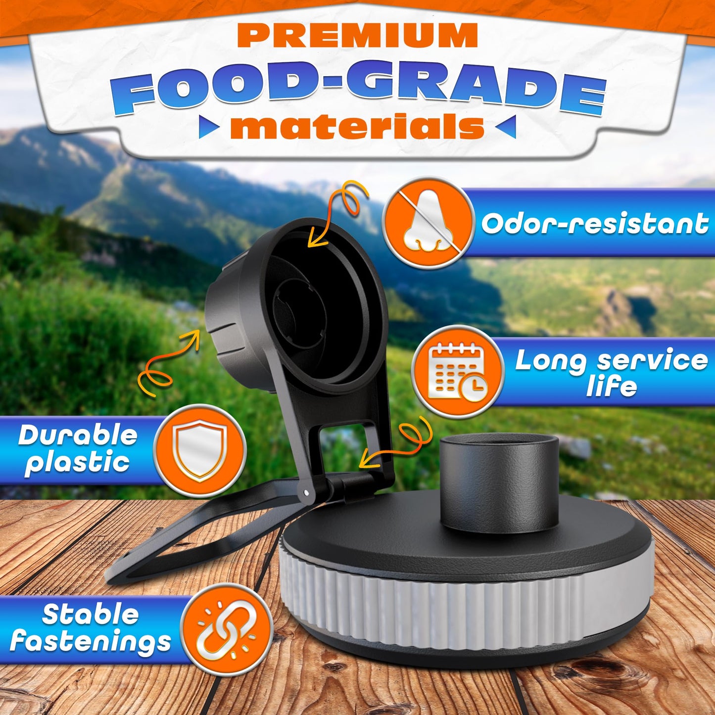 3 Pcs Thermoflask Lid Replacement – Hydro Flask Lid Replacement for Wide Mouth 12 oz, 14 oz, 18 oz, 32 oz, 40 oz, 64 oz – Leak-Proof, Comfortable Grip, Easy Use, and Durable Food-Grade Plastic