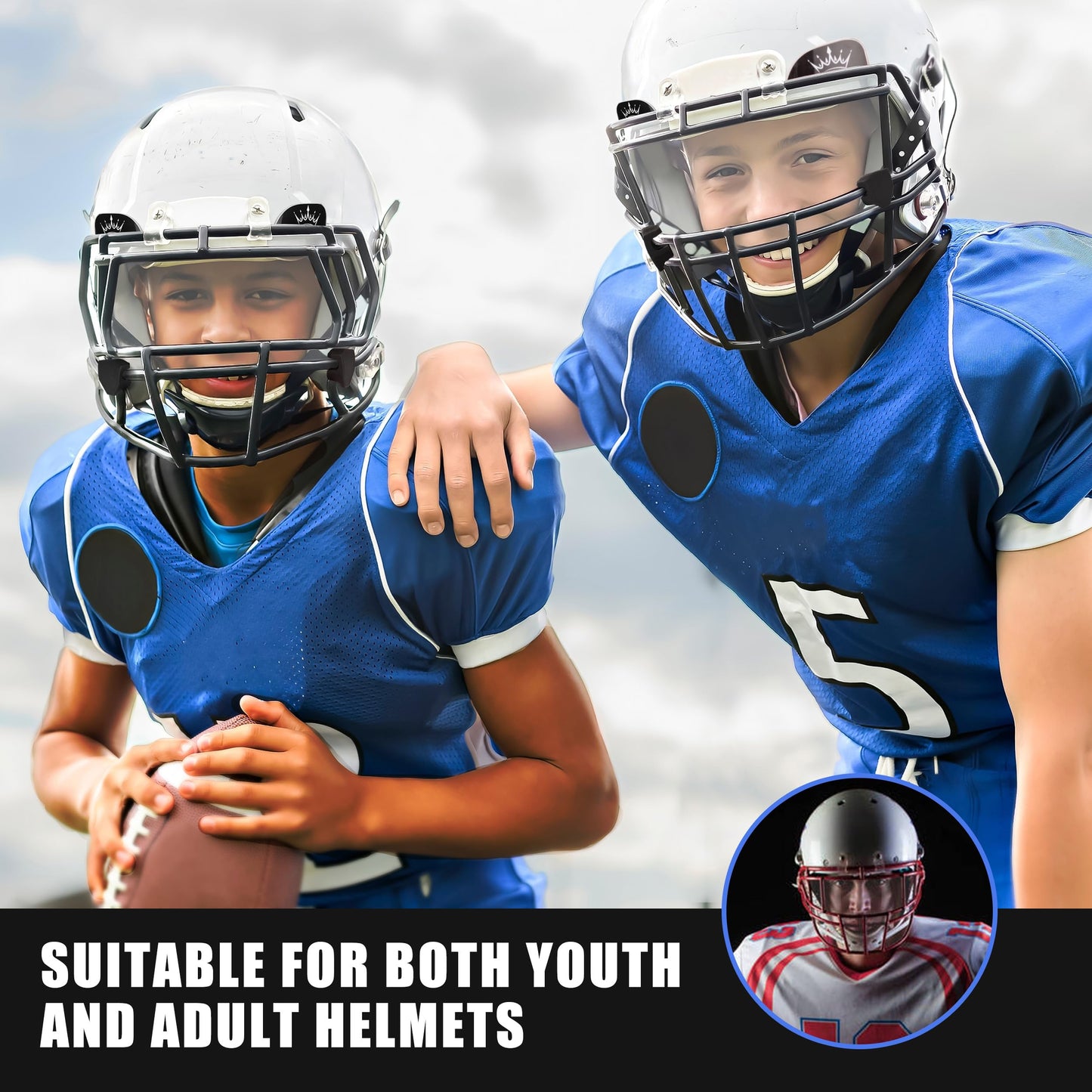 JONSTYN Football Visor with Anti-Fog Clear Shield, 15 Stickers & Storage Bag | Scratch-Resistant, Polycarbonate, Anti-Reflective, Durable & Easy to Install | Universal Fit for Youth & Adult Helmets