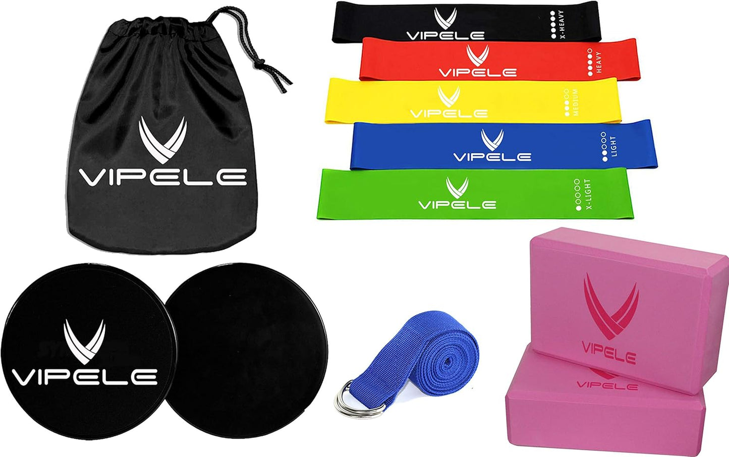 Resistance Bands Exercise Loops - Set of 5, 12”X2” Workout Flex Bands for Home Fitness, Stretching, Physical Therapy and More - Includes Carrying Bag