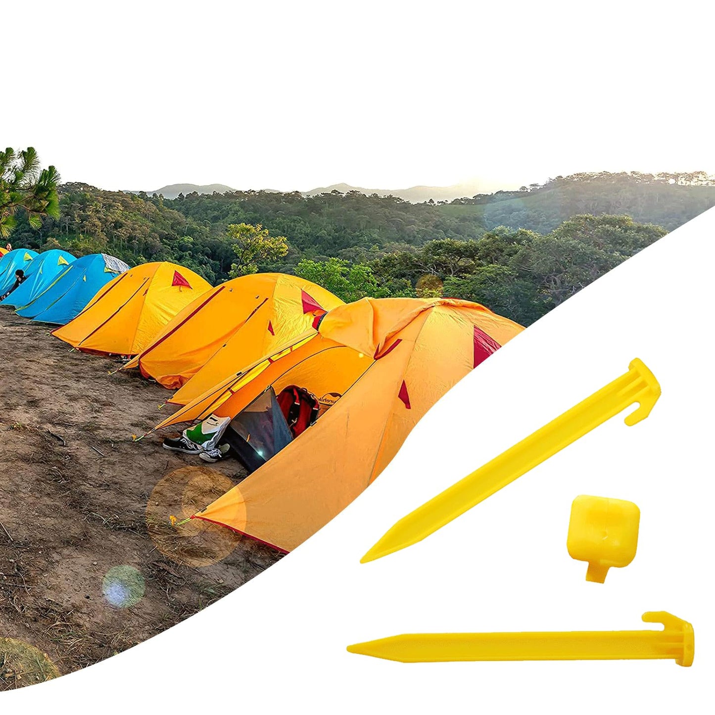 12PCS Plastic Tent Stakes Camping Accessories Camping Tent Stakes Heavy Duty Sand Stakes for Beach Ground Stakes Tent Poles for Camping, Backpacking, Hiking Tent, Hammocks and Outdoor Canopy