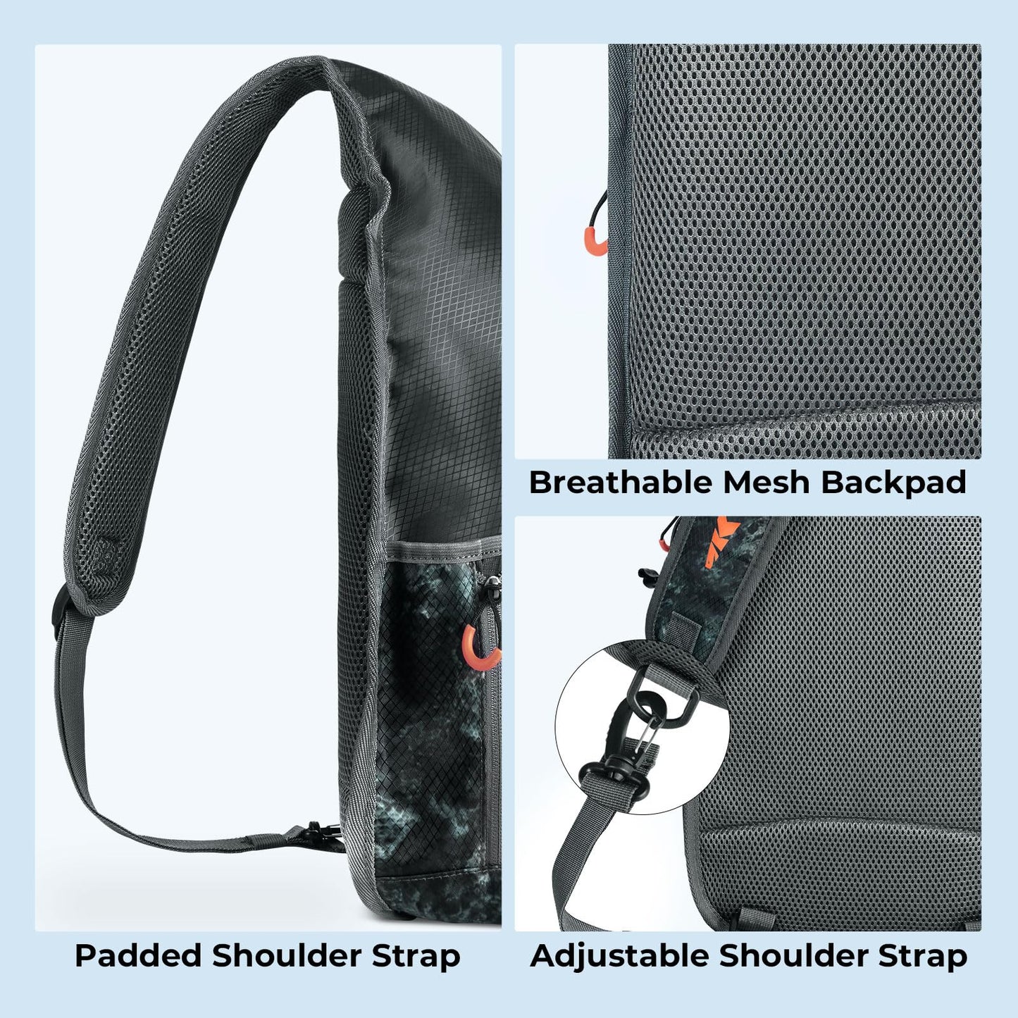 KastKing Pond Hopper Fishing Sling Tackle Storage Bag with 2 Tackle Boxes, Lightweight Sling Fishing Backpack-Sling Tool Bag for Fishing Hiking Hunting Camping,17.7X 12.6X 6 Inches