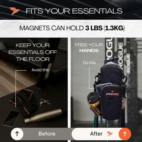 Magnetic Gym Bottle Bag – Tumbler Carrier with Strap – Insulated Sleeve, Phone Pocket & Waterproof Zipper – Crossbody Sling Organizer for Hiking, Walking, Travel – Workout Essentials for Men & Women