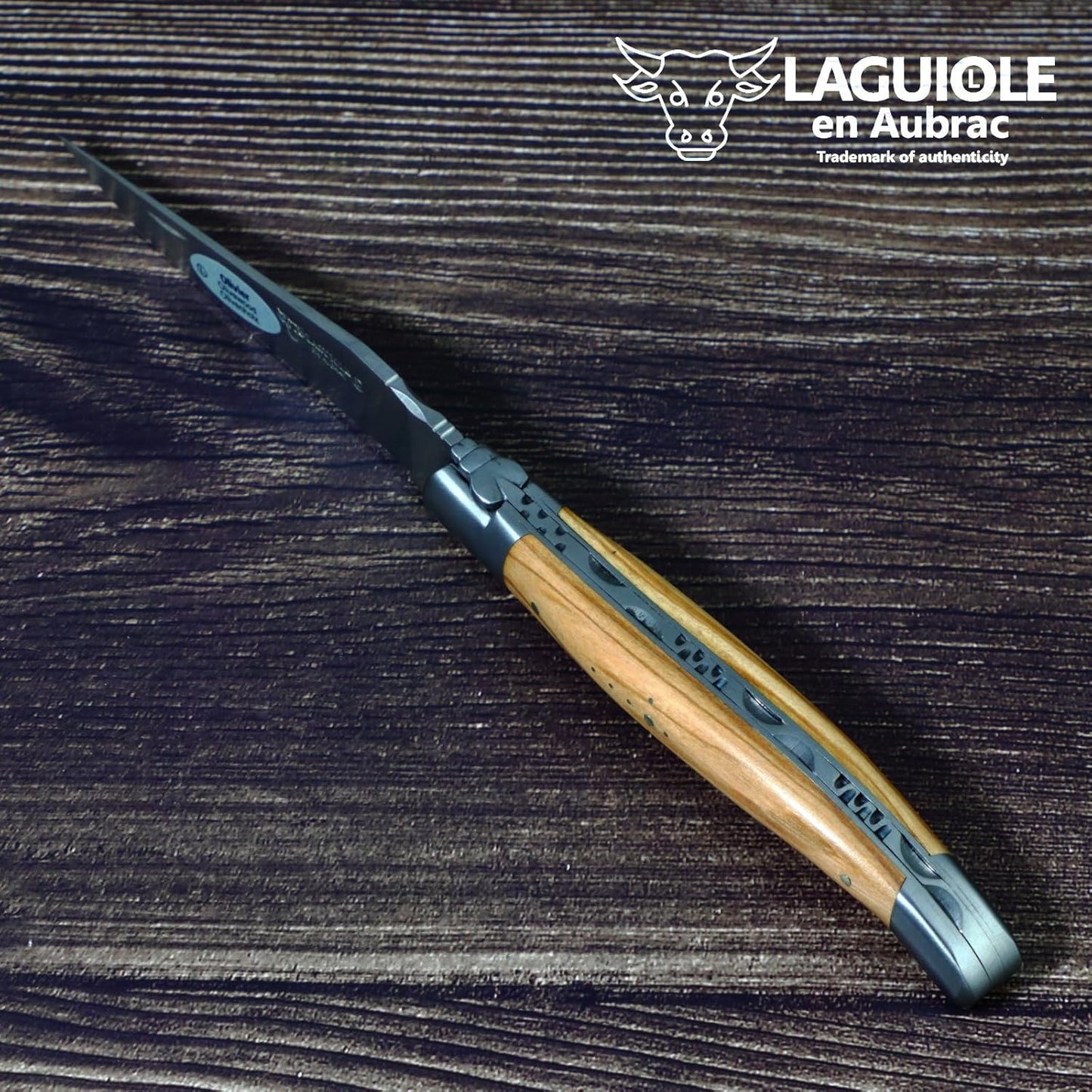 Laguiole en Aubrac Handmade Knife 12 cm L0212OLIF Olive Wood Handle, Blade and bolsters Stainless Steel