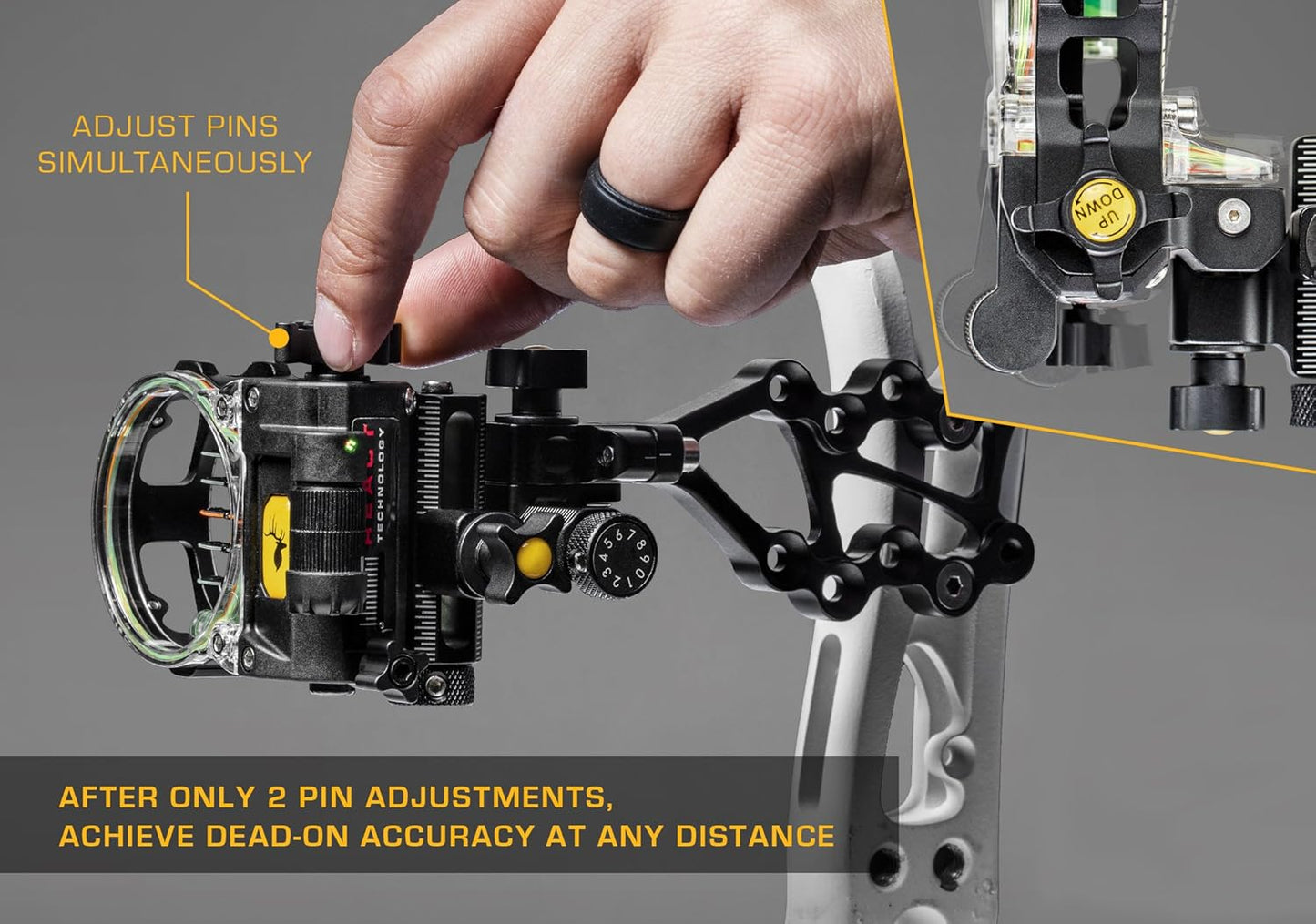 Trophy Ridge React Pro 5 Pin Bow Sight - Lighter, Stronger, More Reliable - Tool Less Windage and Elevation Adustability, 2nd/3rd Axis Leveling, Adjustable Click Light, Glow Ring