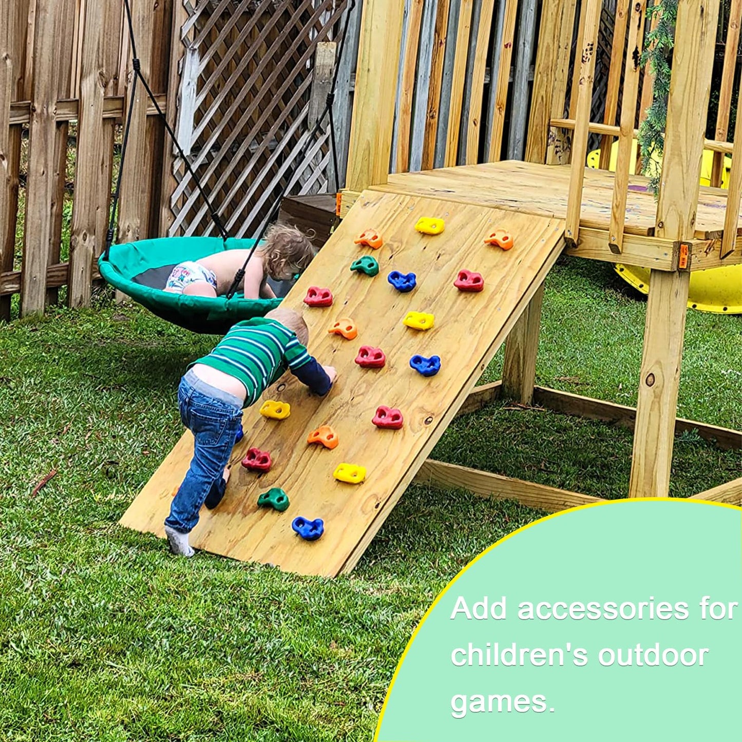 KAKO Rock Climbing Holds, Rock Wall Climbing Holds Kids, Climbing Wall Grips, Rock Climbing Wall for Kids Outside, Rock Climbing Holds for Kids with Mounting Hardware (25 Pcs)