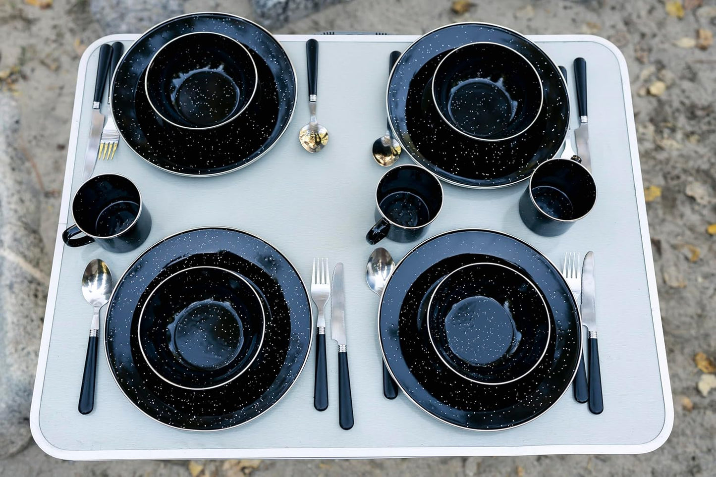 Stansport 24-Piece Enamel Camping Tableware Set
