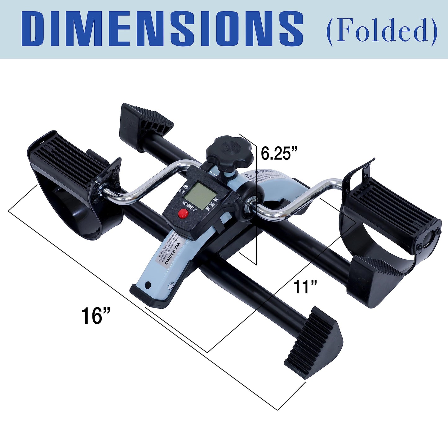 iLiving Under Desk Bike Pedal Exerciser with Electronic Display - Fully Assembled Folding Equipment, Mini Bike for Legs and Arms Workout, Portable and Easy-to-Use with LCD Screen (ILG-688), Blue