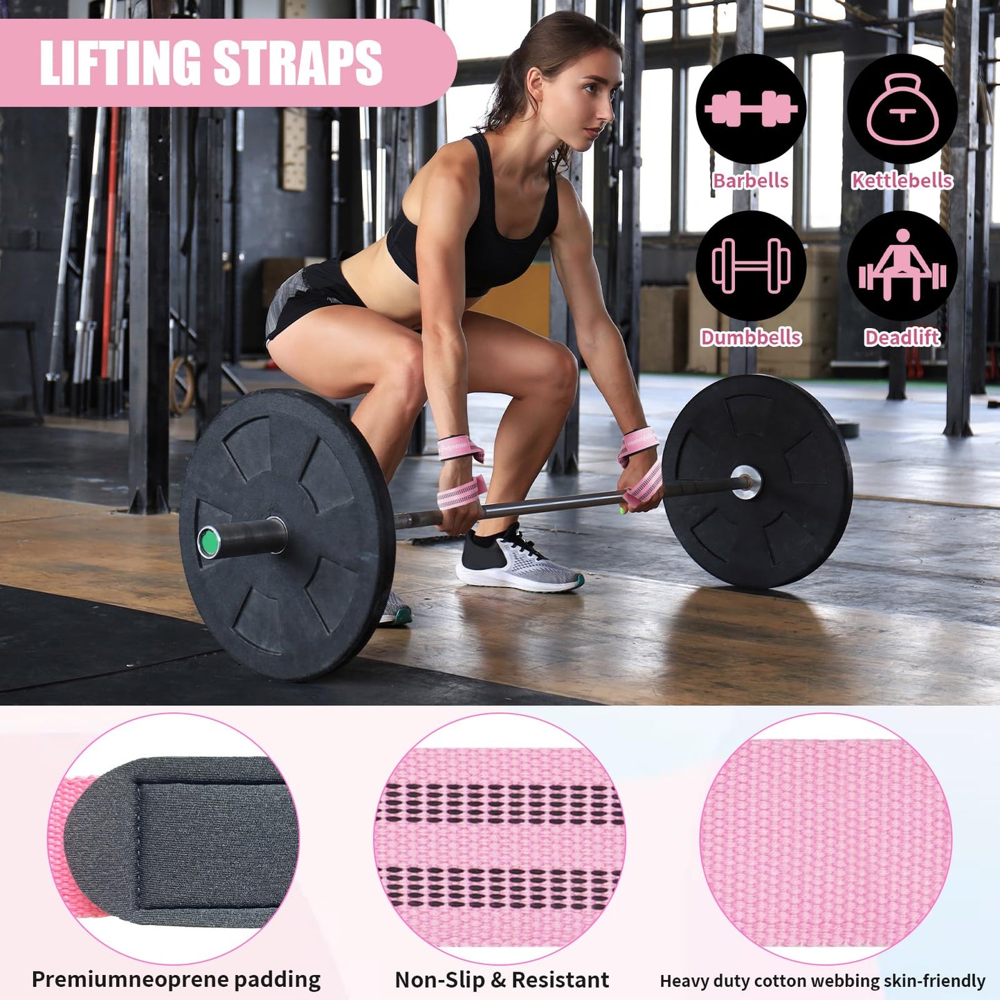 Fulynmen 9Pcs Barbell Pad Set, Hip Thrust Pad, Squat Pad, Gym Accessories Essentials Women Equipment With Barbell Pad for Hip Thrust, 2 Lifting Wrist Straps for Weightlifting, 2 Ankle Straps for Cable Machines, 3 Resistance Bands for Working Out, Carry Ba