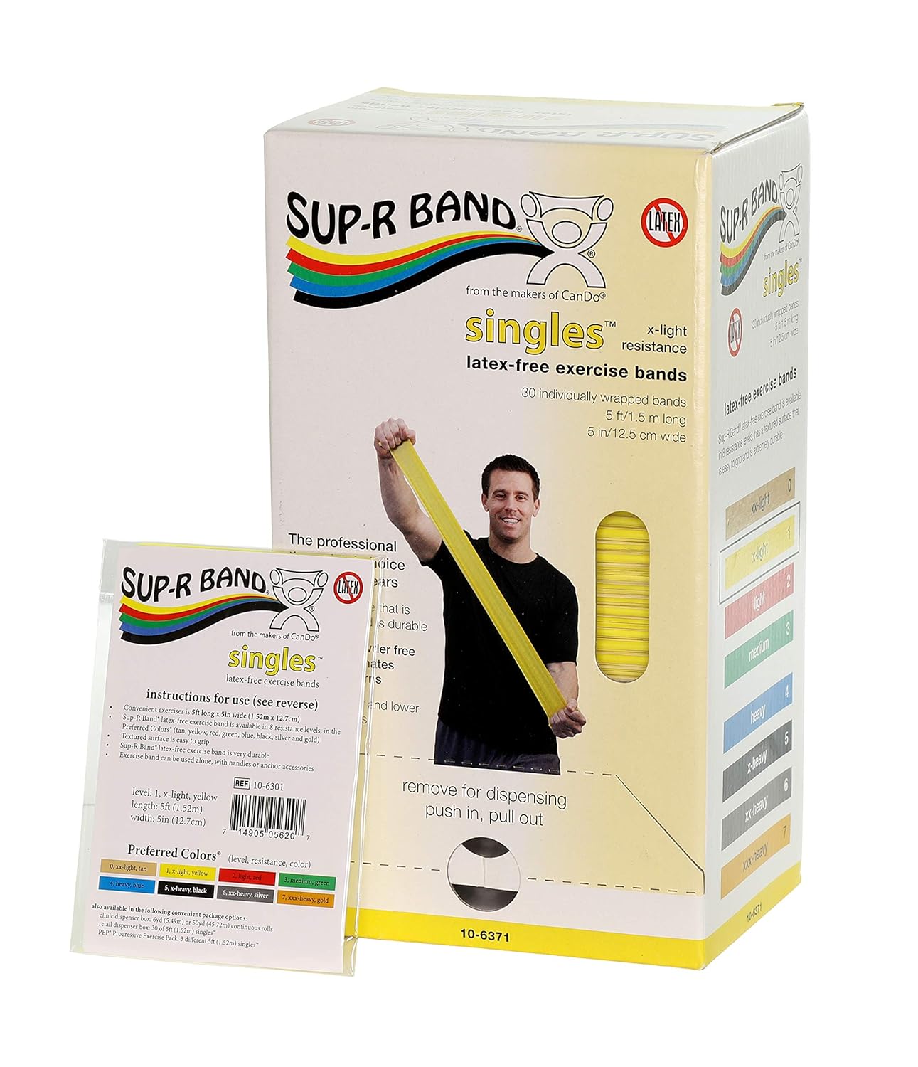 CanDo 10-6323 Sup-R Latex Free Exercise Band, 50yds Length, Green-Medium